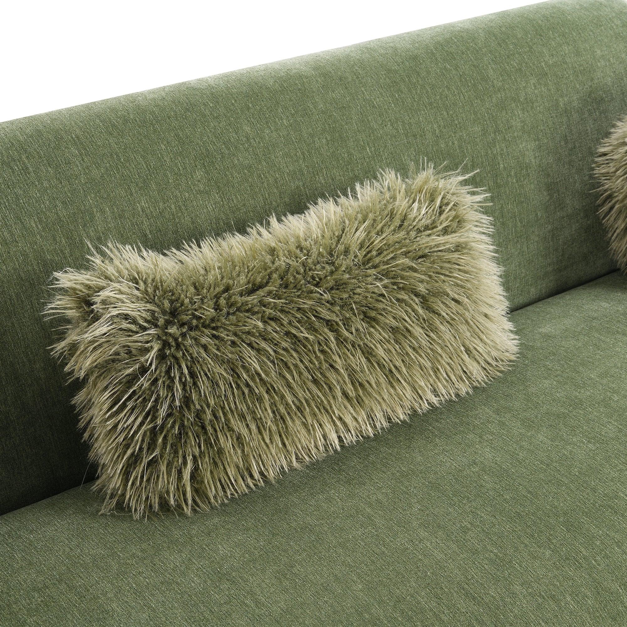 Mellone 84" Mid-Century Modern Chenille Sofa with 3 Pillows