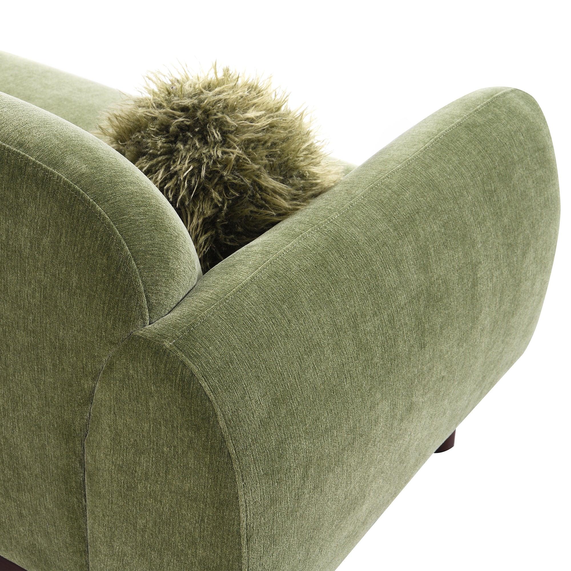 Mellone 84" Mid-Century Modern Chenille Sofa with 3 Pillows