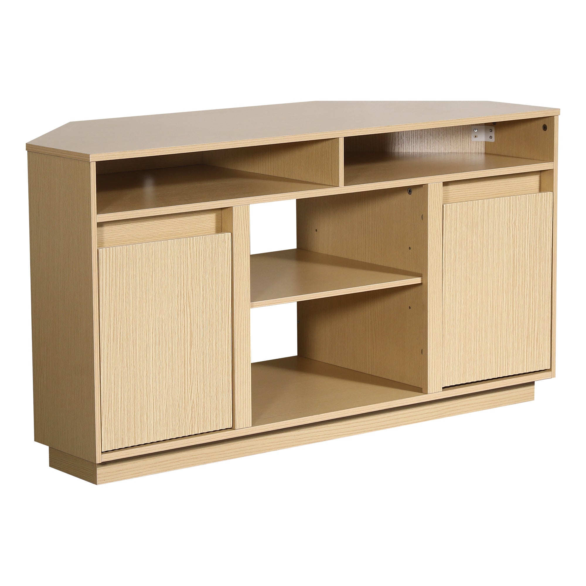 47 Inch Angled Corner Storage Cabinets TV Stand & Optional 19 Inch Electric Fireplace