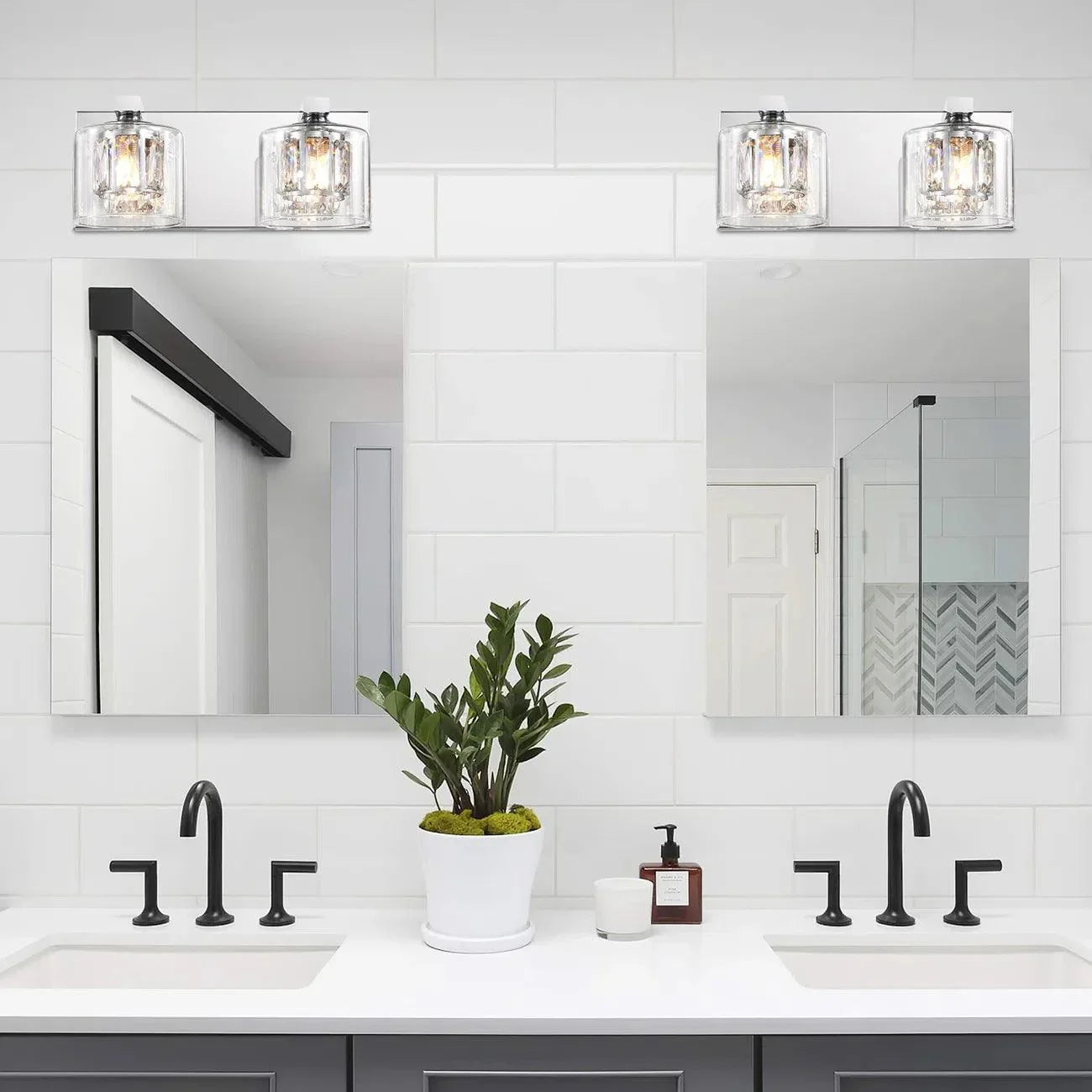 Kolt Chrome Modern 2-Light Bathroom Vanity Light