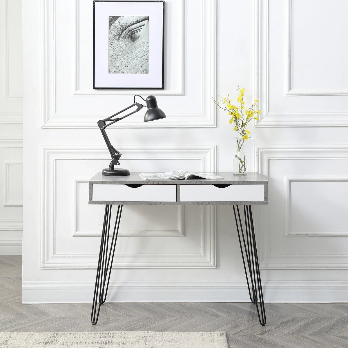 Laurel Small Desk with Drawers for Bedroom Home Office or Dorm
