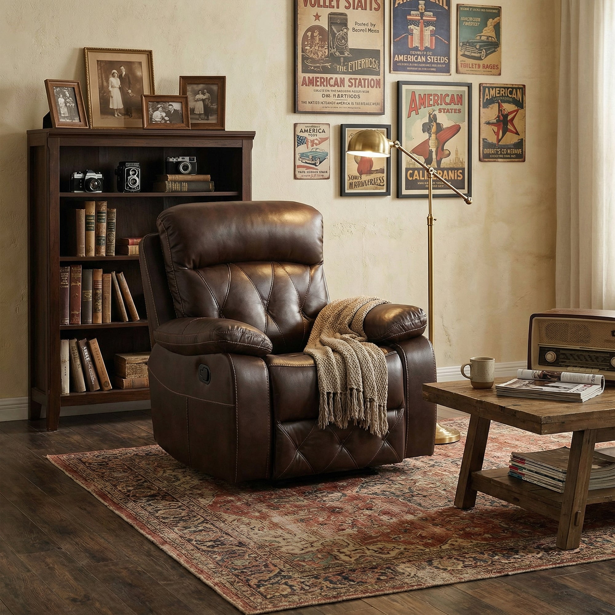 Osias 37 Inch Leatherette Manual Recliner with Pillow Top Arms