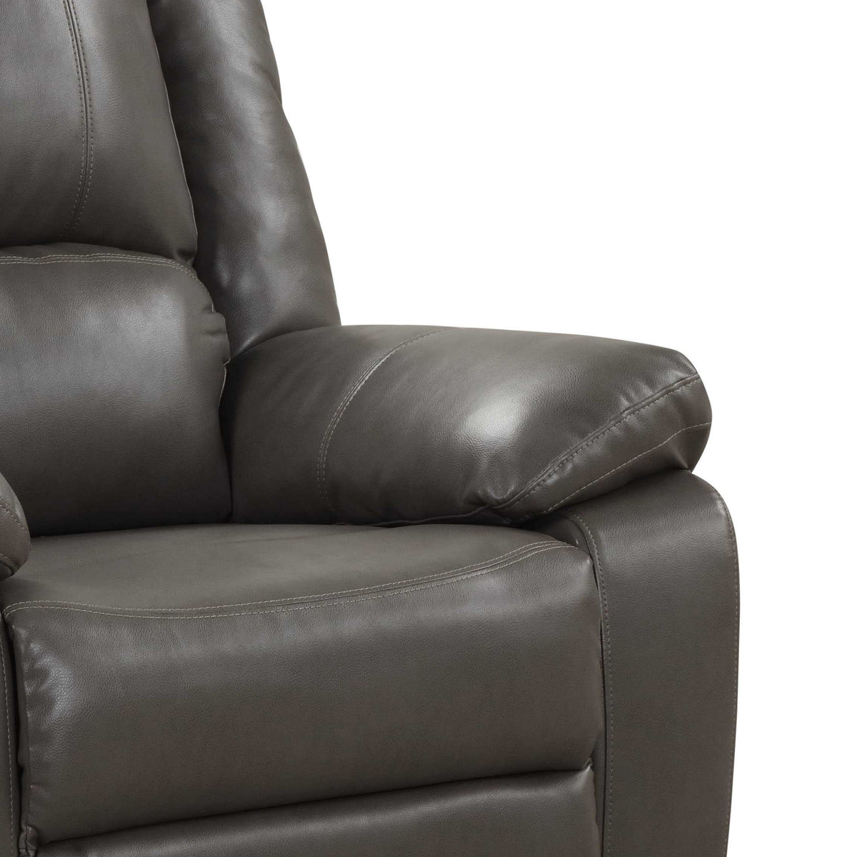 37 Inch Breathable Leather Glider Recliner with Pillow Top Arms
