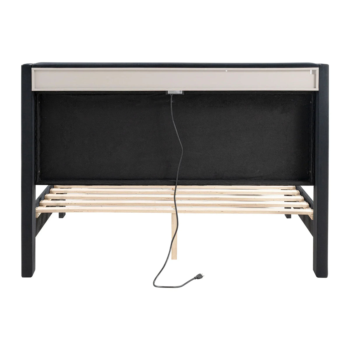 Farese Full & Queen Platform Bed Frame Storage Headboard with LED Light, No Box Spring Needed