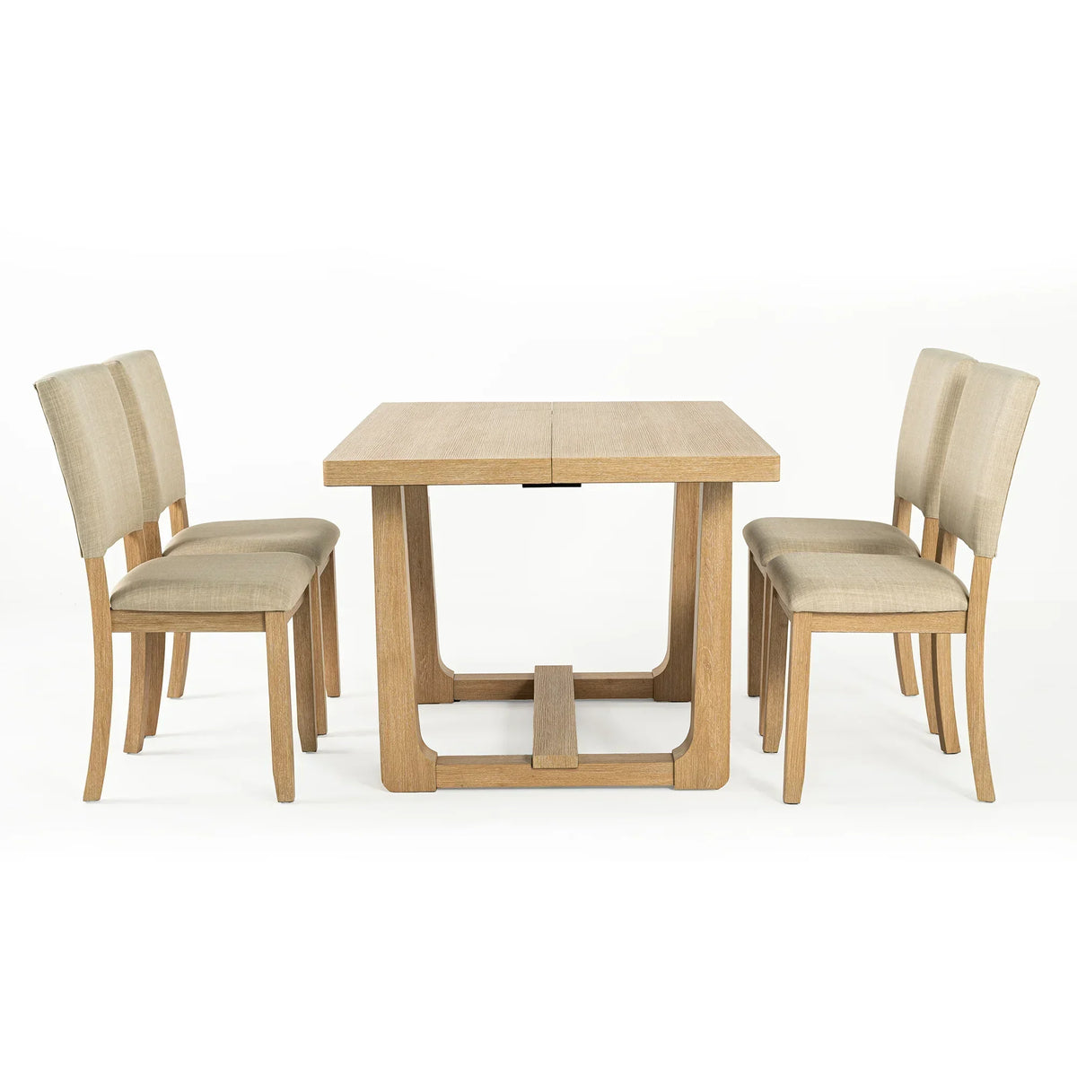 Sauro Gray Wood Top Rectangle Dining Table, Four Side Chairs Sold Separately