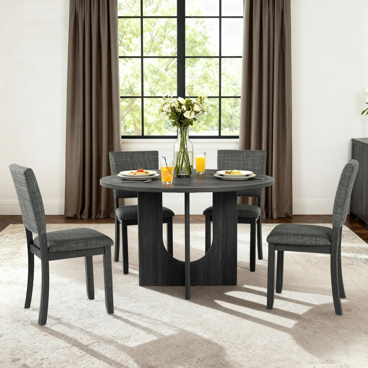 Oberto 47.3" Round Dining Table, Four Side Chairs Sold Separately