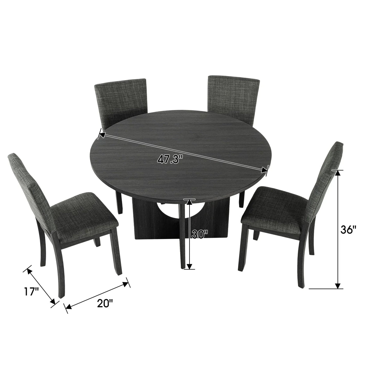 Oberto 47.3" Round Dining Table, Four Side Chairs Sold Separately