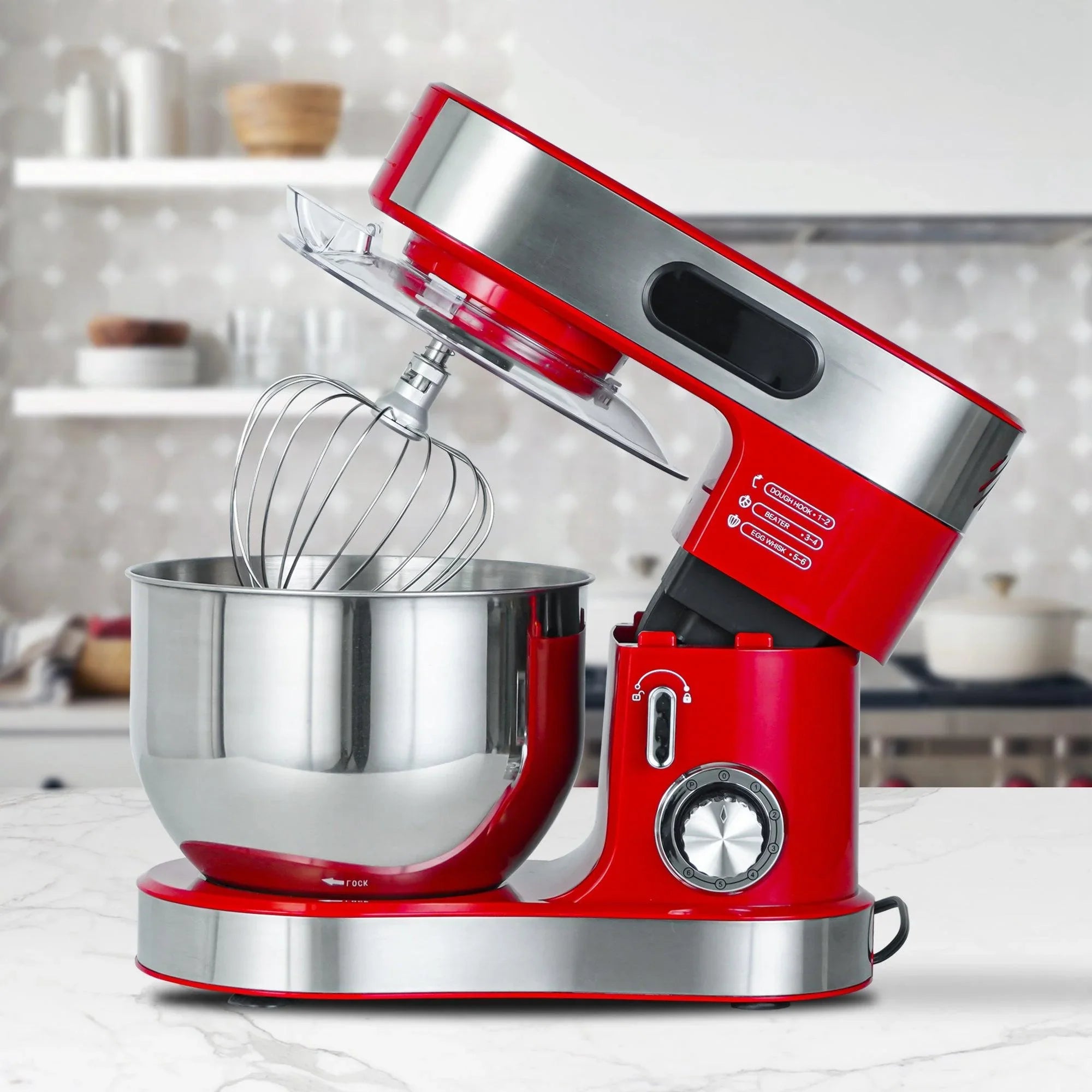 Parrot Uncle Kitchen Stand Mixer with Mixing Bowl, Dough Hook, Egg Whisk & Mixing Blade