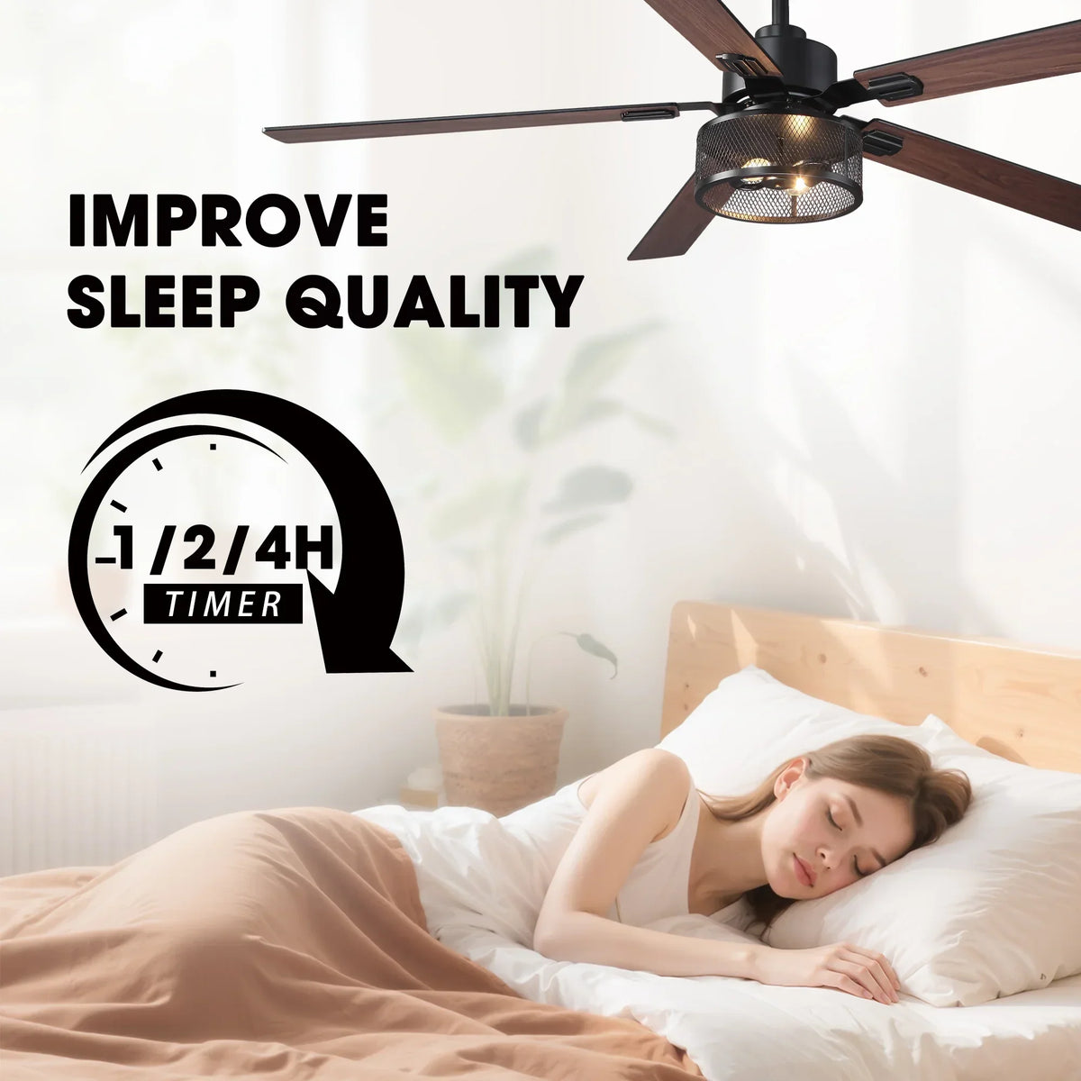 Vaczon 42 Inch 52 Inch 60 Inch Eden Downrod Mount Ceiling Fan with Light and APP & Remote Control