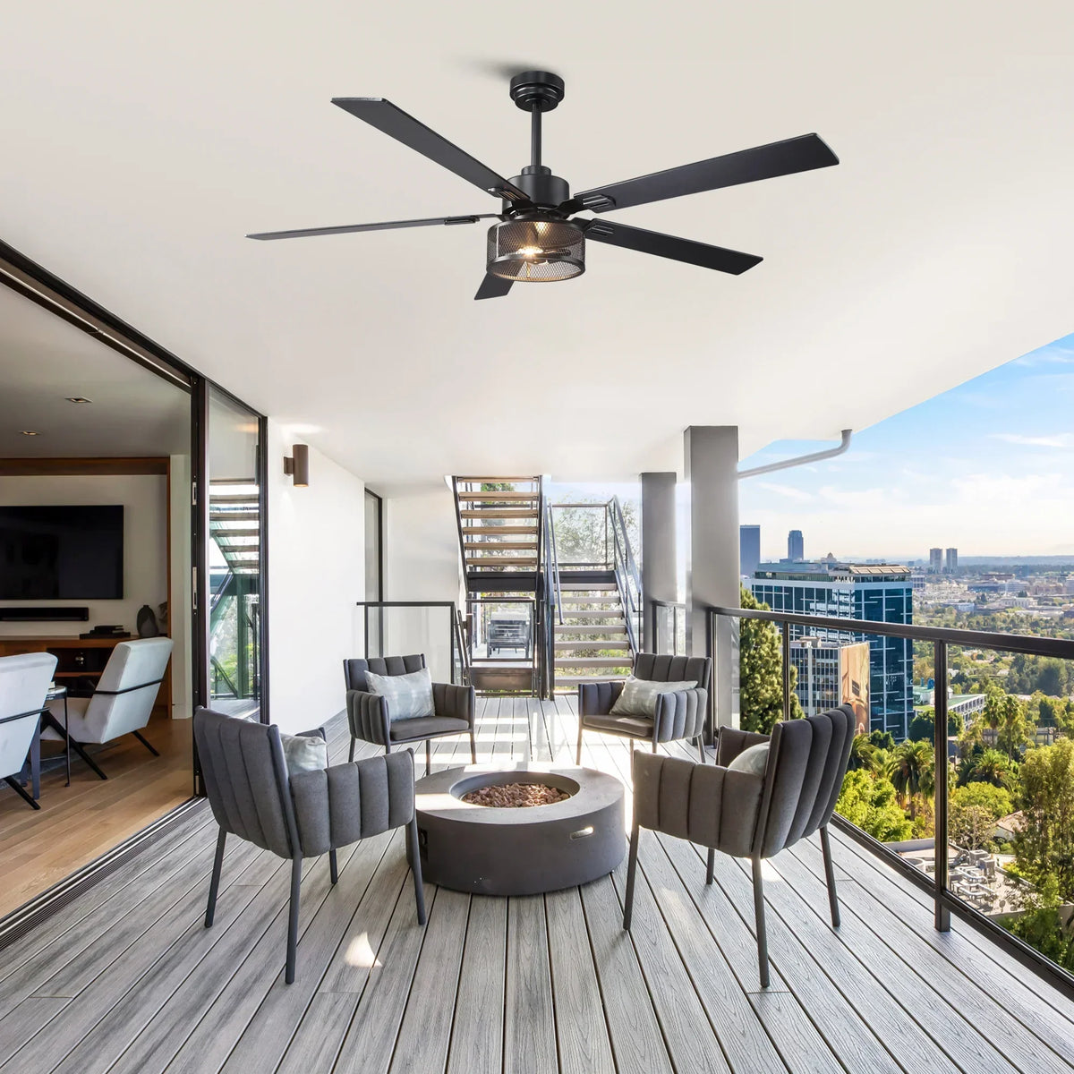 Vaczon 42 Inch 52 Inch 60 Inch Eden Downrod Mount Ceiling Fan with Light and APP & Remote Control
