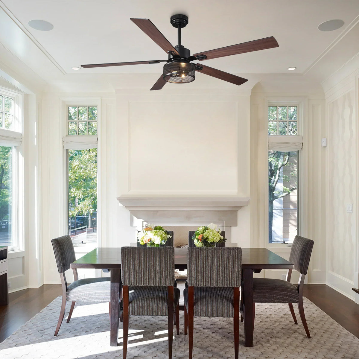 Vaczon 42 Inch 52 Inch 60 Inch Eden Downrod Mount Ceiling Fan with Light and APP & Remote Control