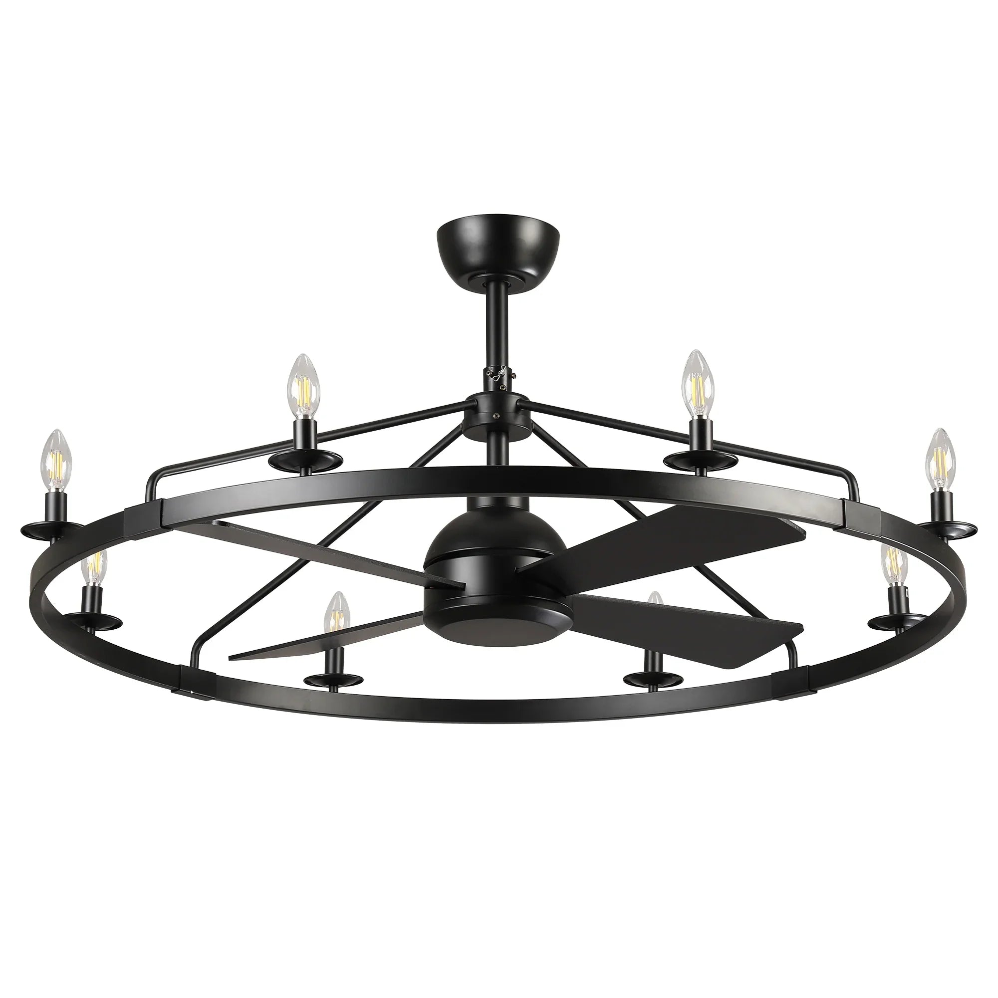 Vaczon 43" Chloe Black Industrial Fandelier with Light and Remote Control