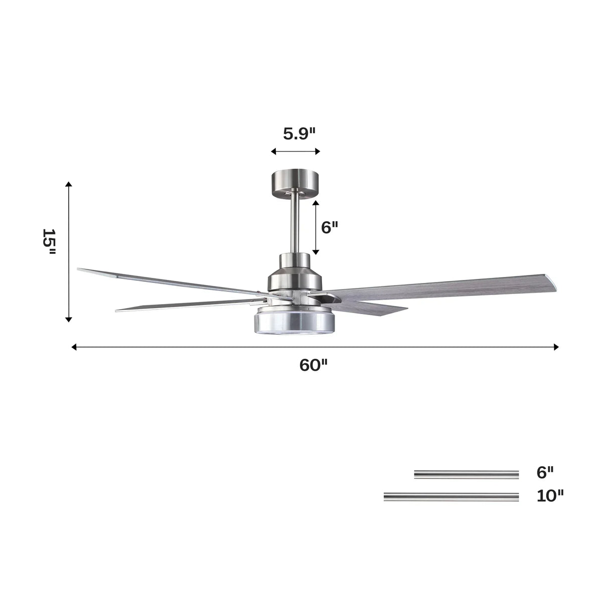 Vaczon 52 Inch 60 Inch Karen Double-sided Blades Smart Fan with LED Light