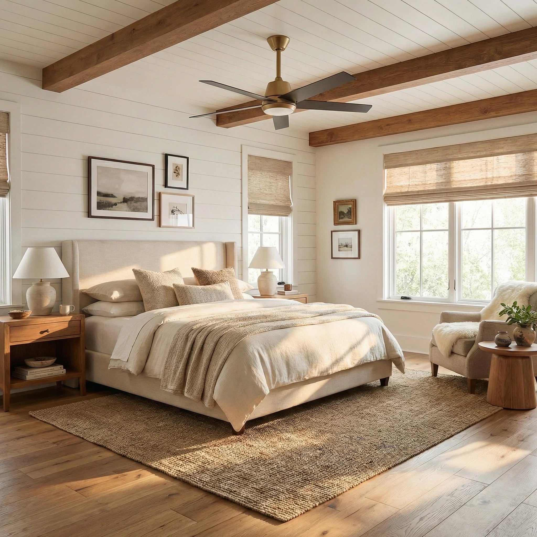 Vaczon 52 Inch Otis Downrod Mount LED Ceiling Fan with APP & Remote Control