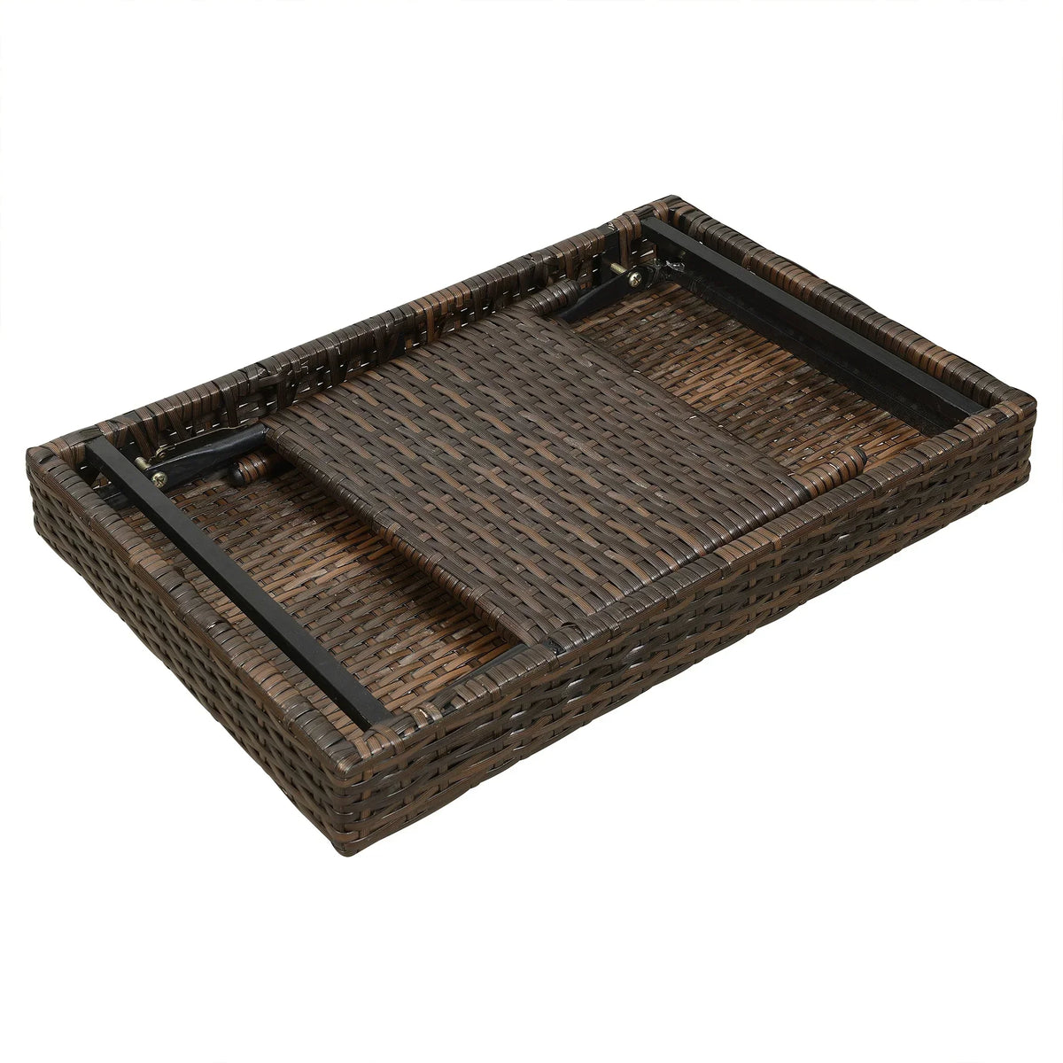 23.5" Portable Outdoor Folding Wicker Table
