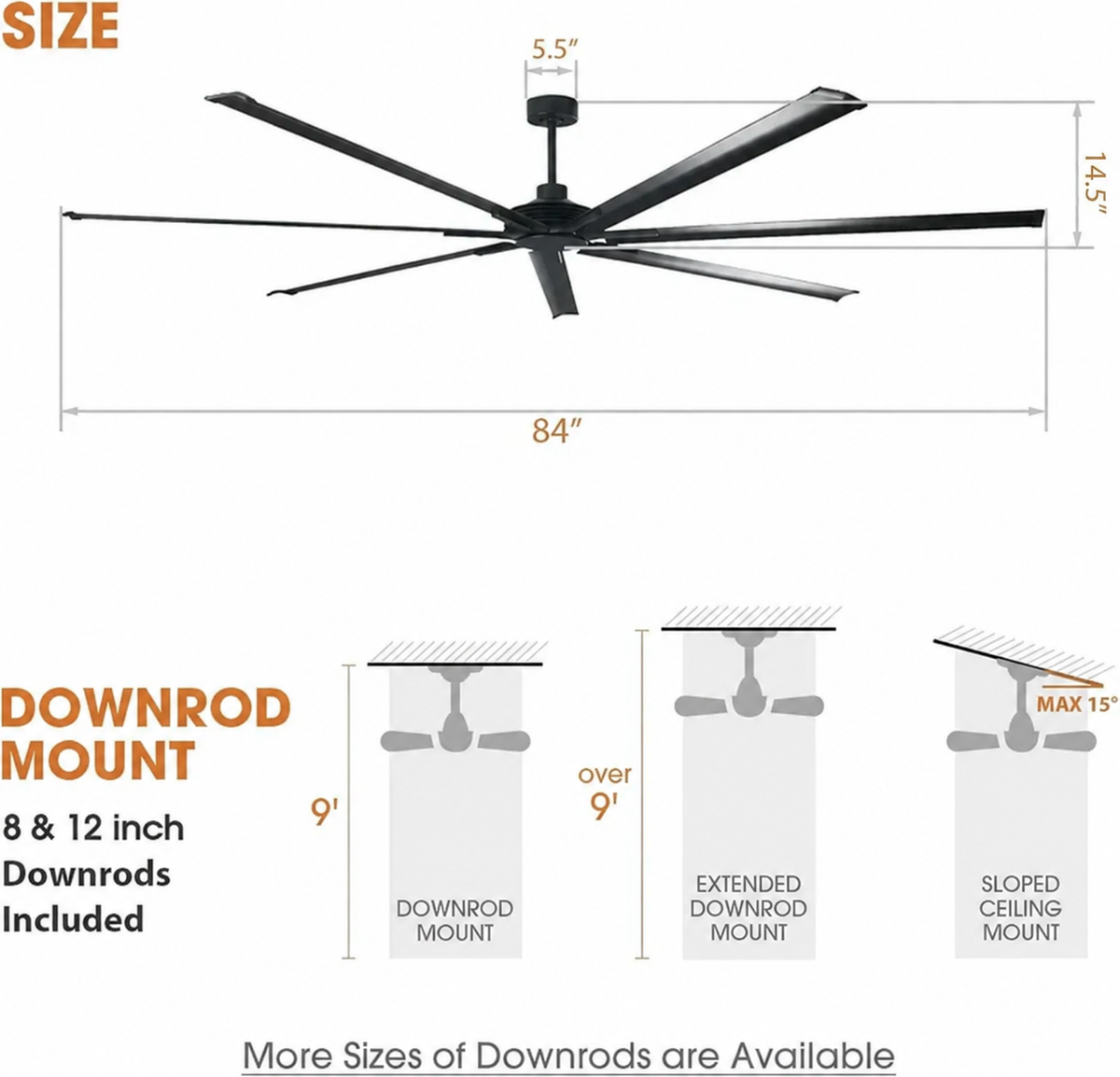 Silent Storm Extra Large Ceiling Fan with Remote Control