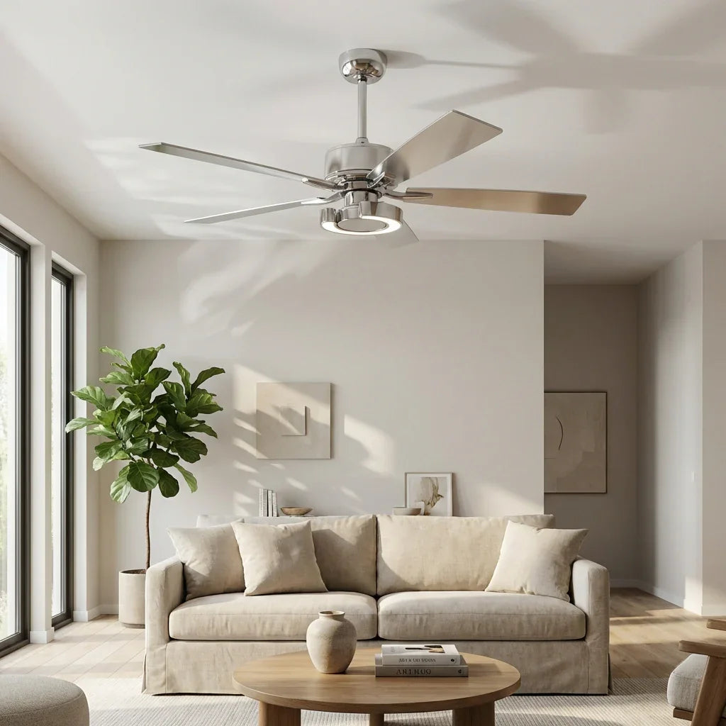 52 Inch Arlen Double-sided Blades Downrod Mount LED Ceiling Fan with Remote Control