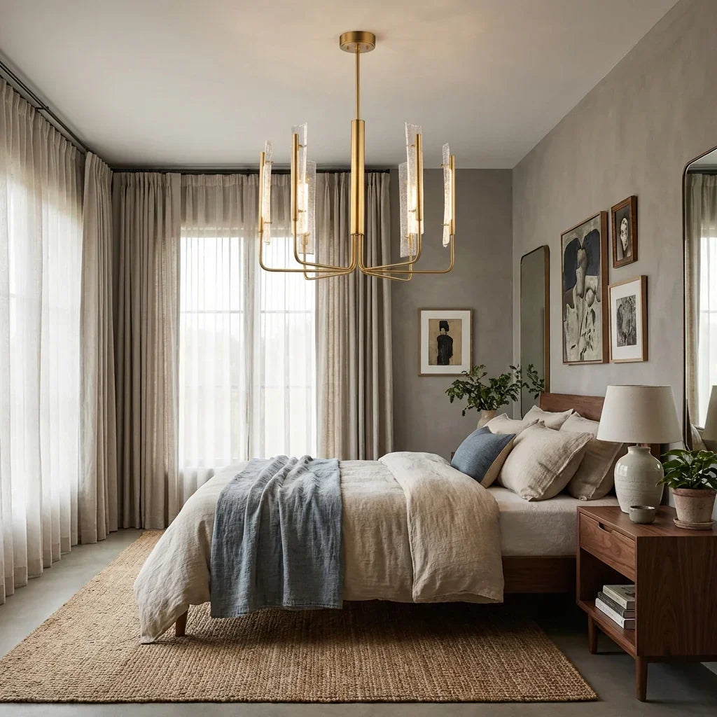 Perimost 34 Inch Faithe 6-Light Golden Luxury Chandelier