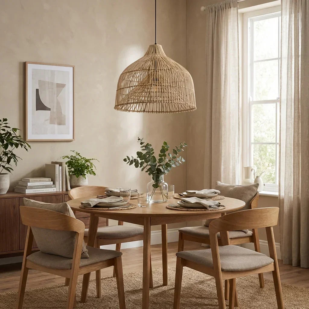 20" Ulysses Bohemian Handwoven Rattan Island Pendant Light
