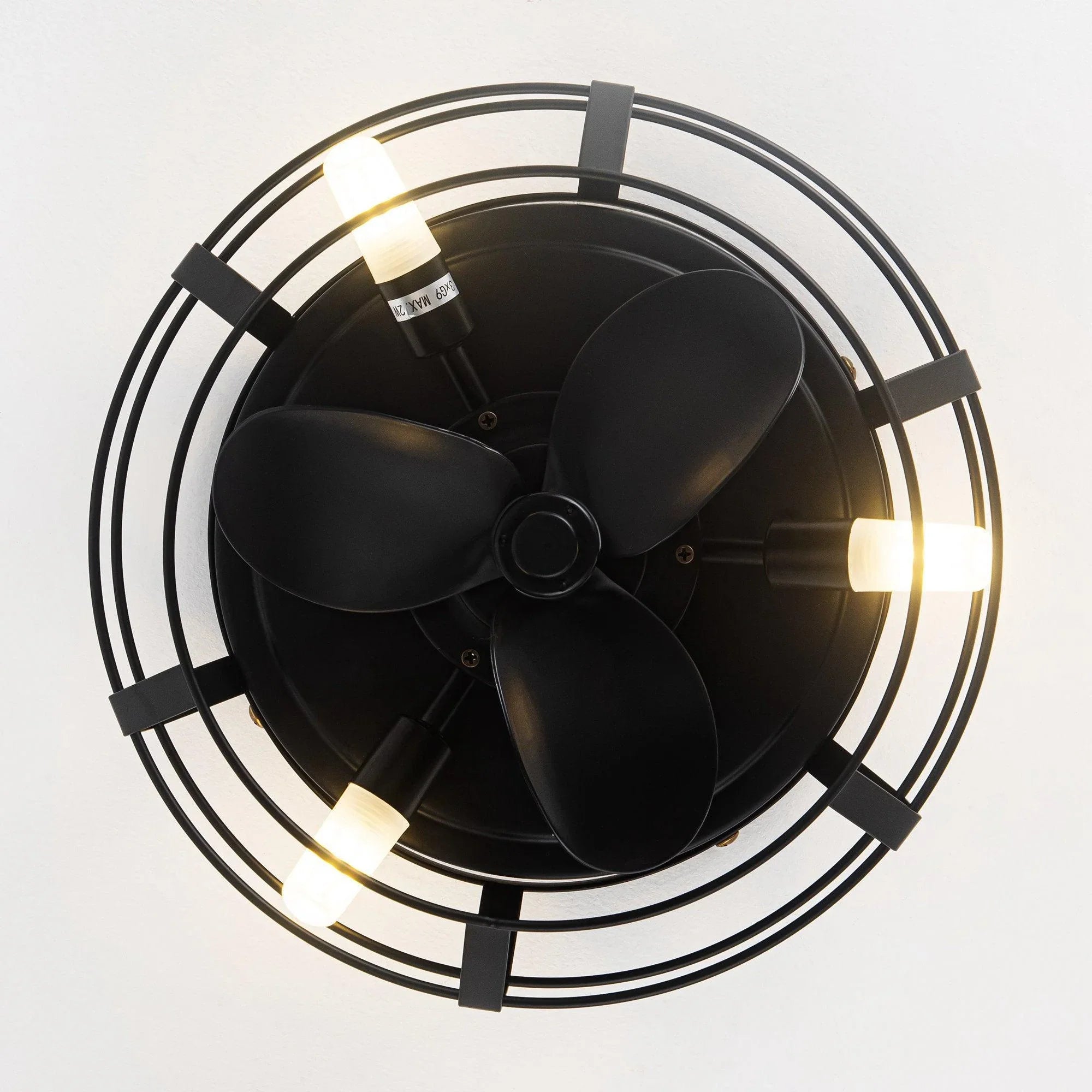 12" Industrial DC Motor Satin Nickel Flush Mount Reversible Iron Ceiling Fan with Lighting and Remote Control - ParrotUncle