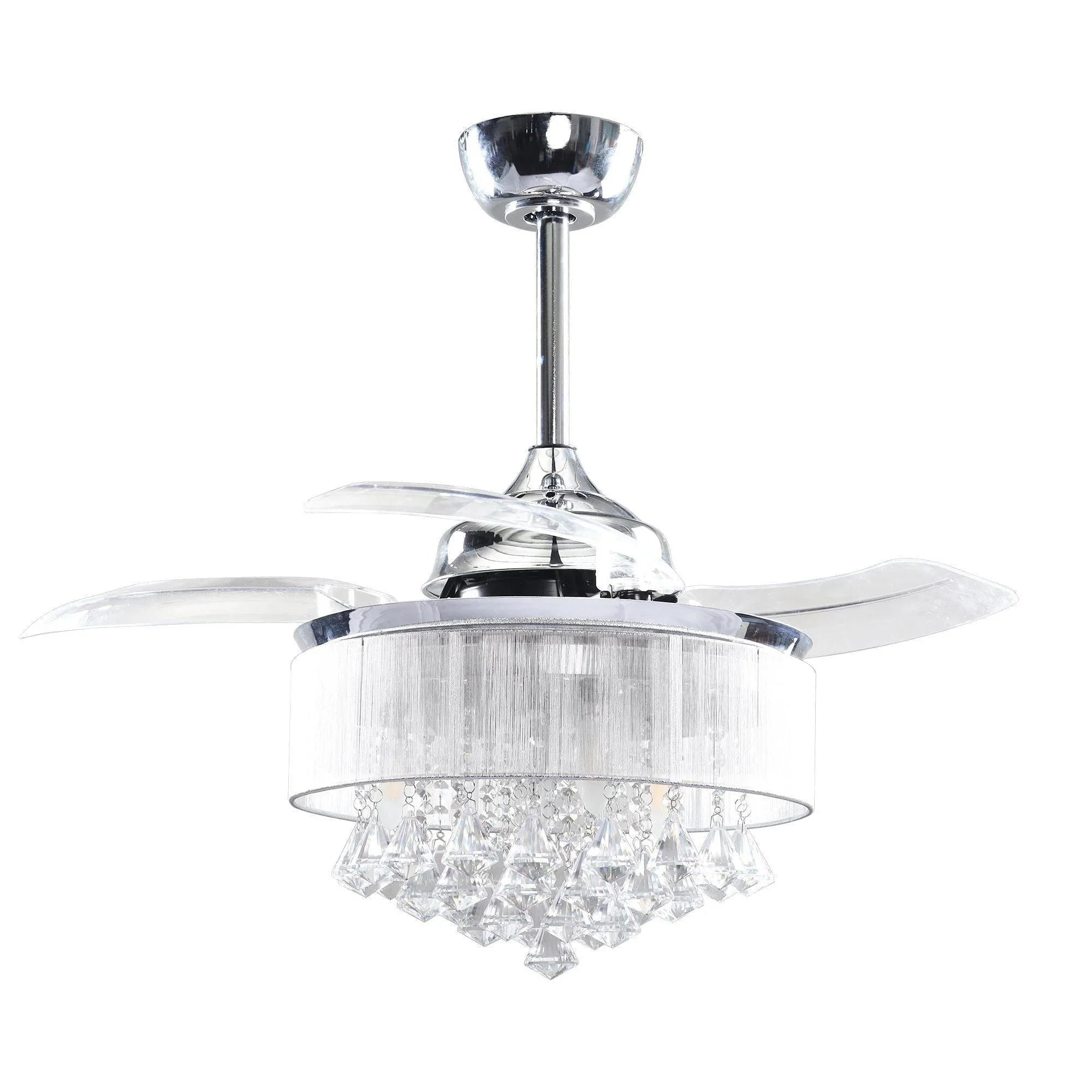 36" Bangaiore Modern Downrod Mount Crystal Ceiling Fan with Lighting and Remote Control - ParrotUncle