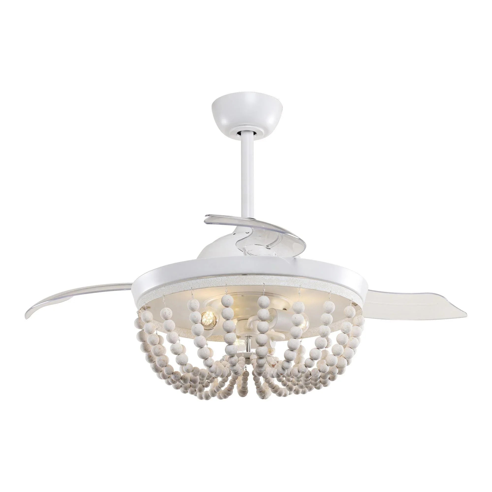 42" Huang Traditional Downrod Mount Chandelier Ceiling Fan with Lighting and Remote Control - ParrotUncle