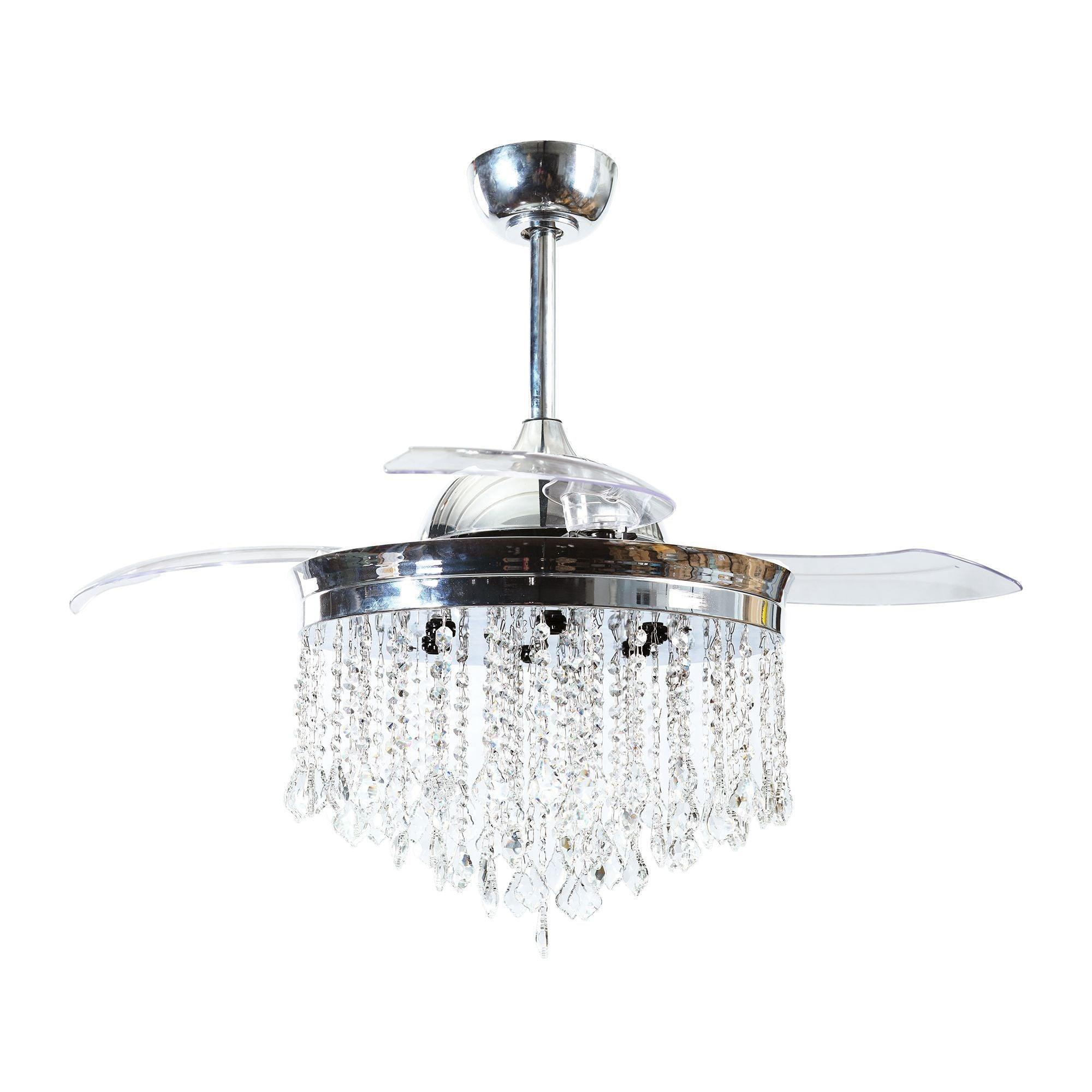 42" Mateo Modern Downrod Mount Crystal Ceiling Fan with Lighting and Remote Control - ParrotUncle