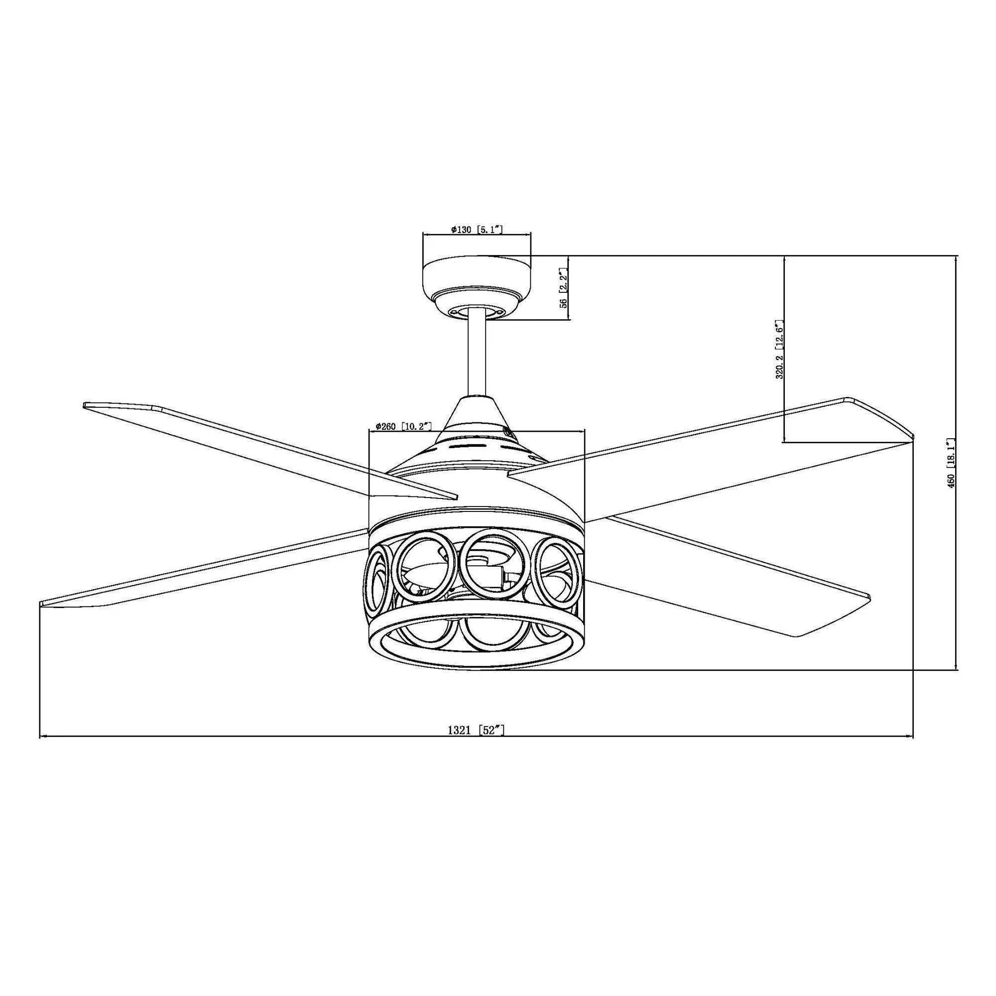 52" Kashmir Farmhouse Downrod Mount Reversible Ceiling Fan with Lighting and Remote Control - ParrotUncle