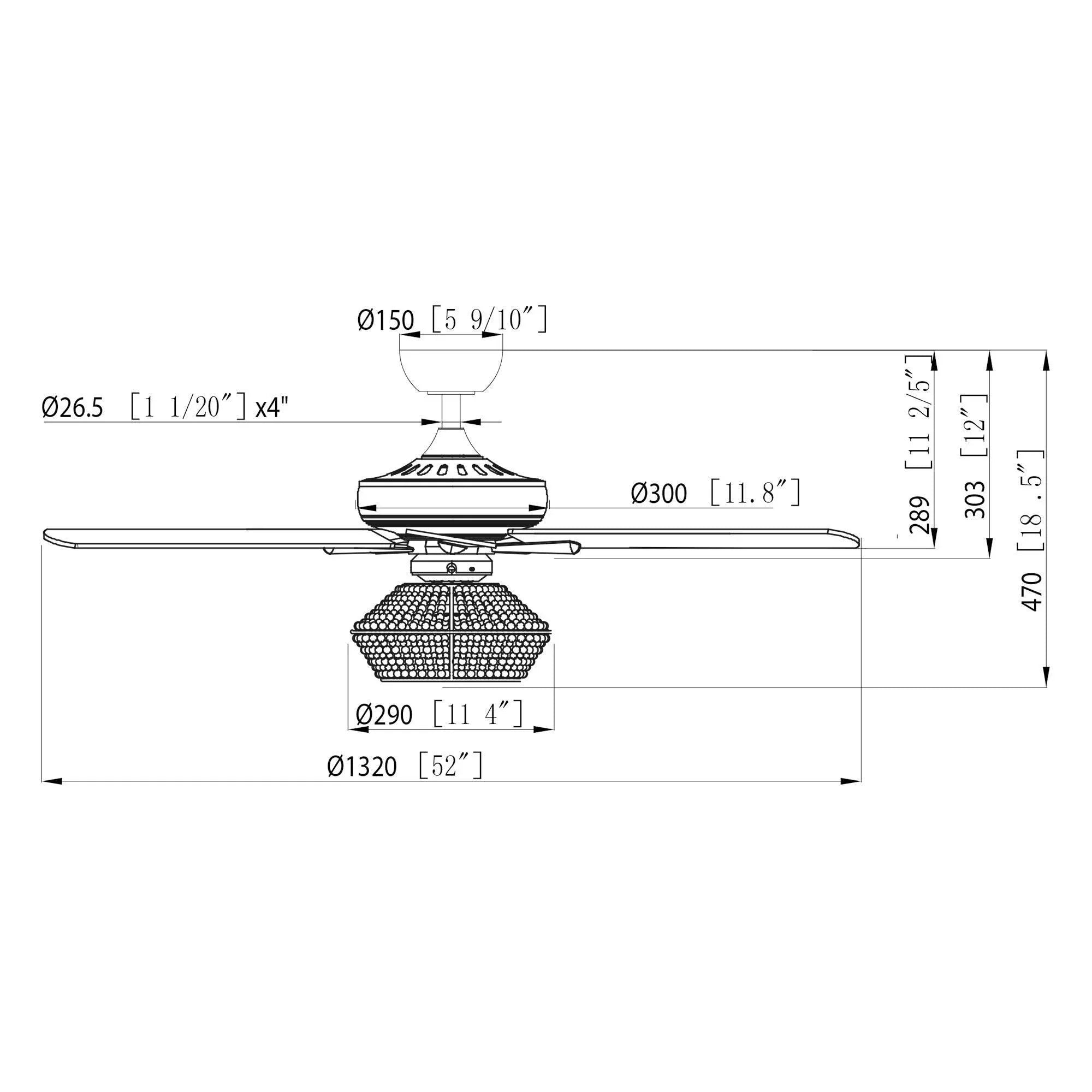 52" Pune Farmhouse Downrod Mount Reversible Ceiling Fan with Lighting and Remote Control - ParrotUncle