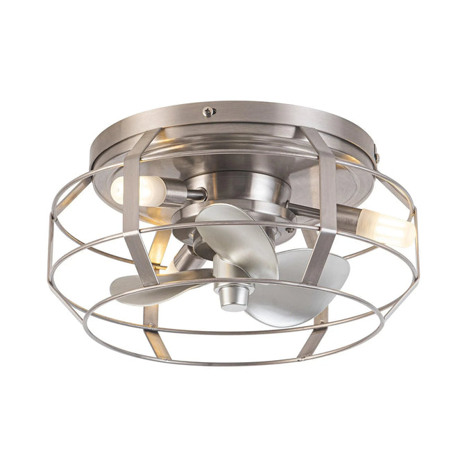 Ventilador de techo reversible de hierro, con motor de CC industrial de 12", níquel satinado, con iluminación y control remoto - ParrotUncle
