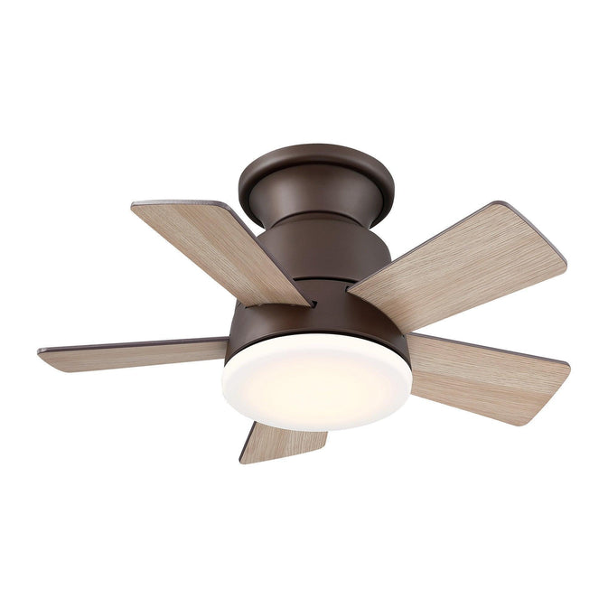 Ventilador de techo industrial de hierro reversible de 24" con iluminación y control remoto - ParrotUncle