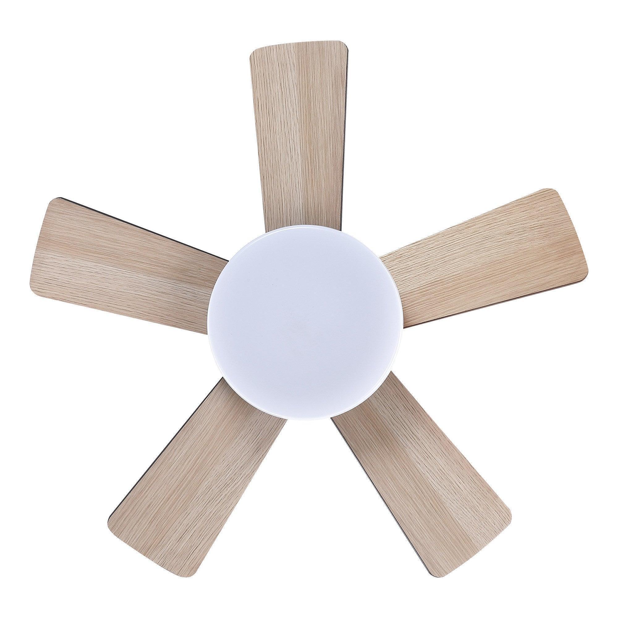 24" Industrial Flush Mount Reversible Iron Ceiling Fan with Lighting and Remote Control - ParrotUncle