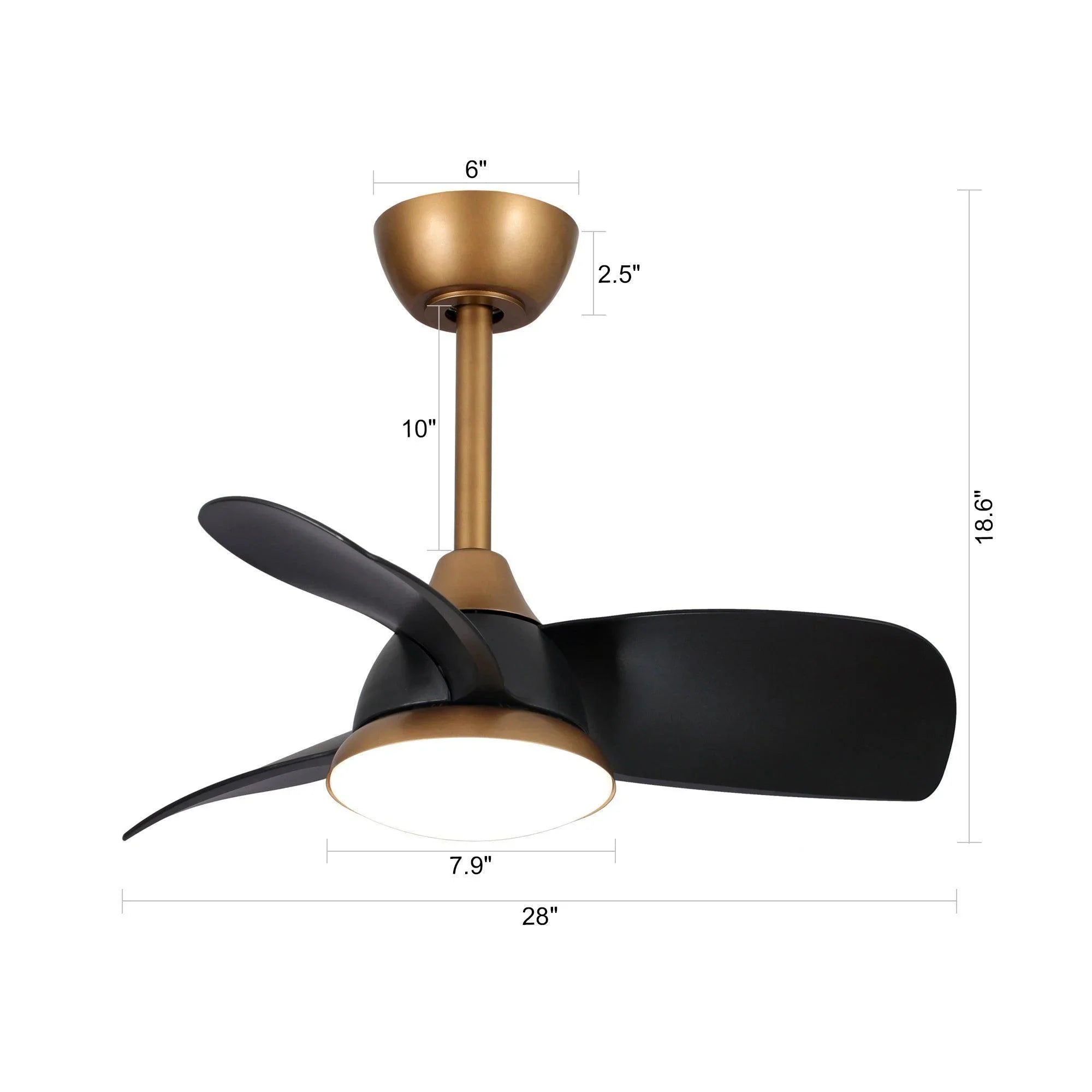 28" Modern DC Motor Downrod Mount Reversible Ceiling Fan with LED Lighting and Remote Control - ParrotUncle