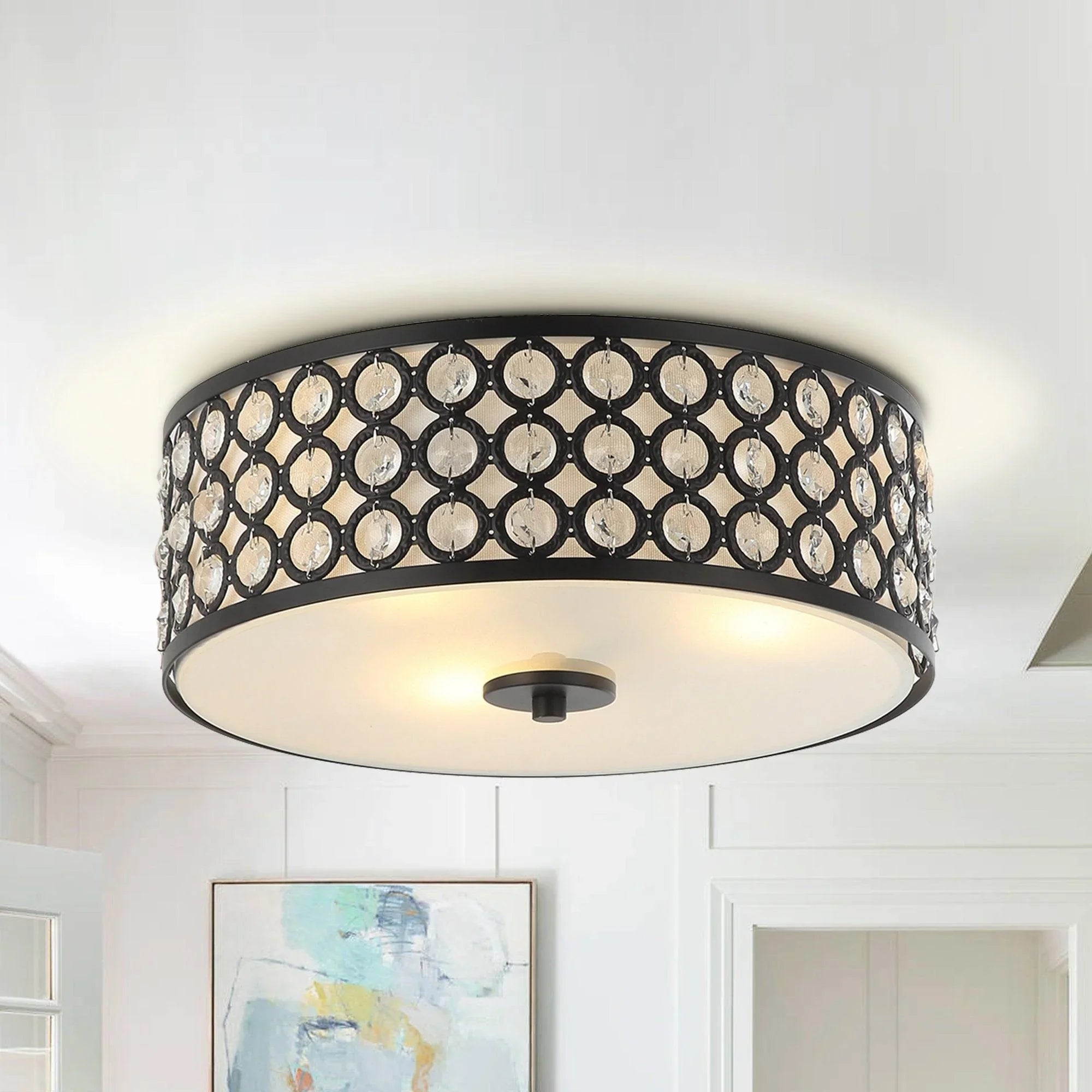 3-Light Modern LED Flush Mount Light with Crystal - ParrotUncle