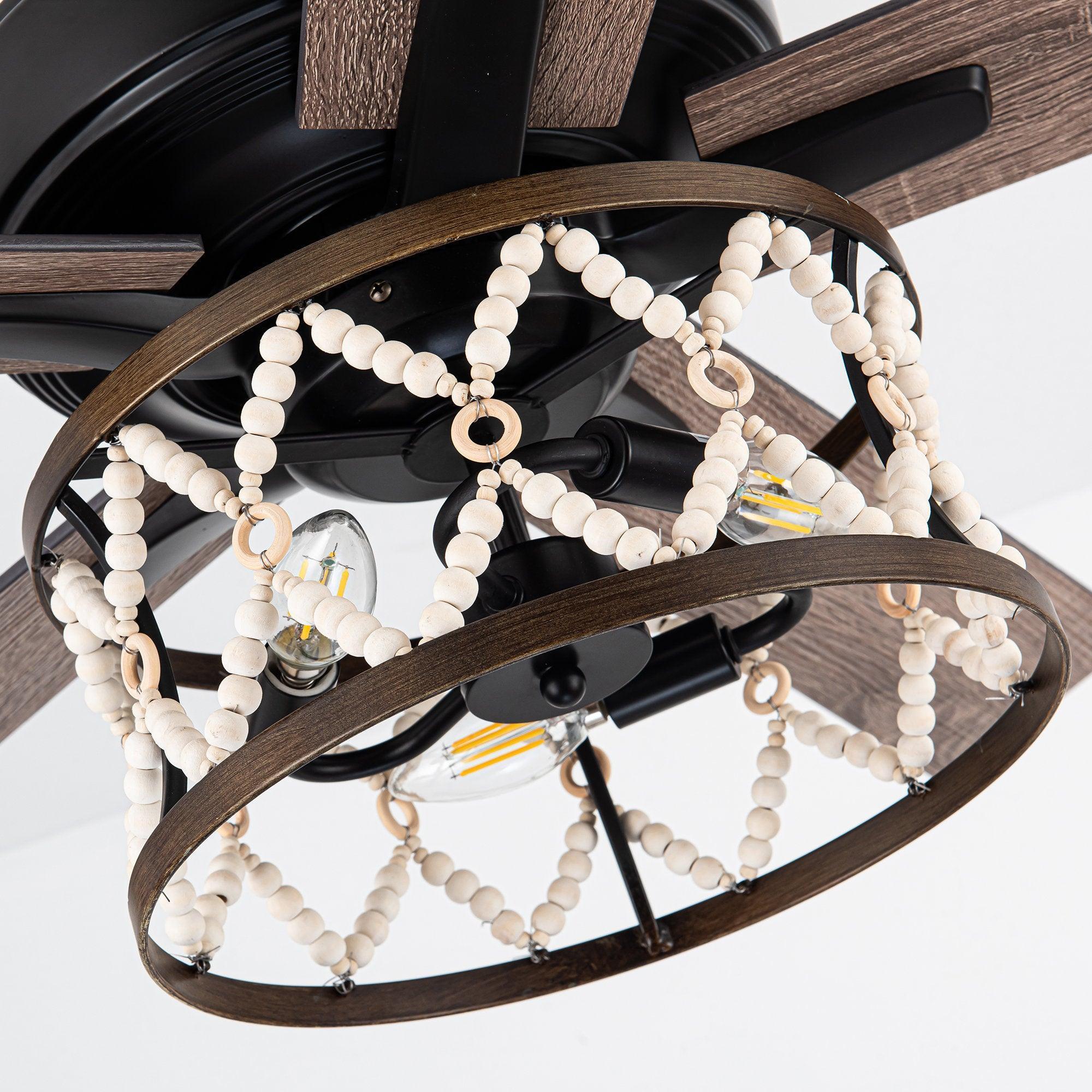 52" New Delhi Industrial Downrod Mount Reversible Ceiling Fan with Lighting and Remote Control - ParrotUncle