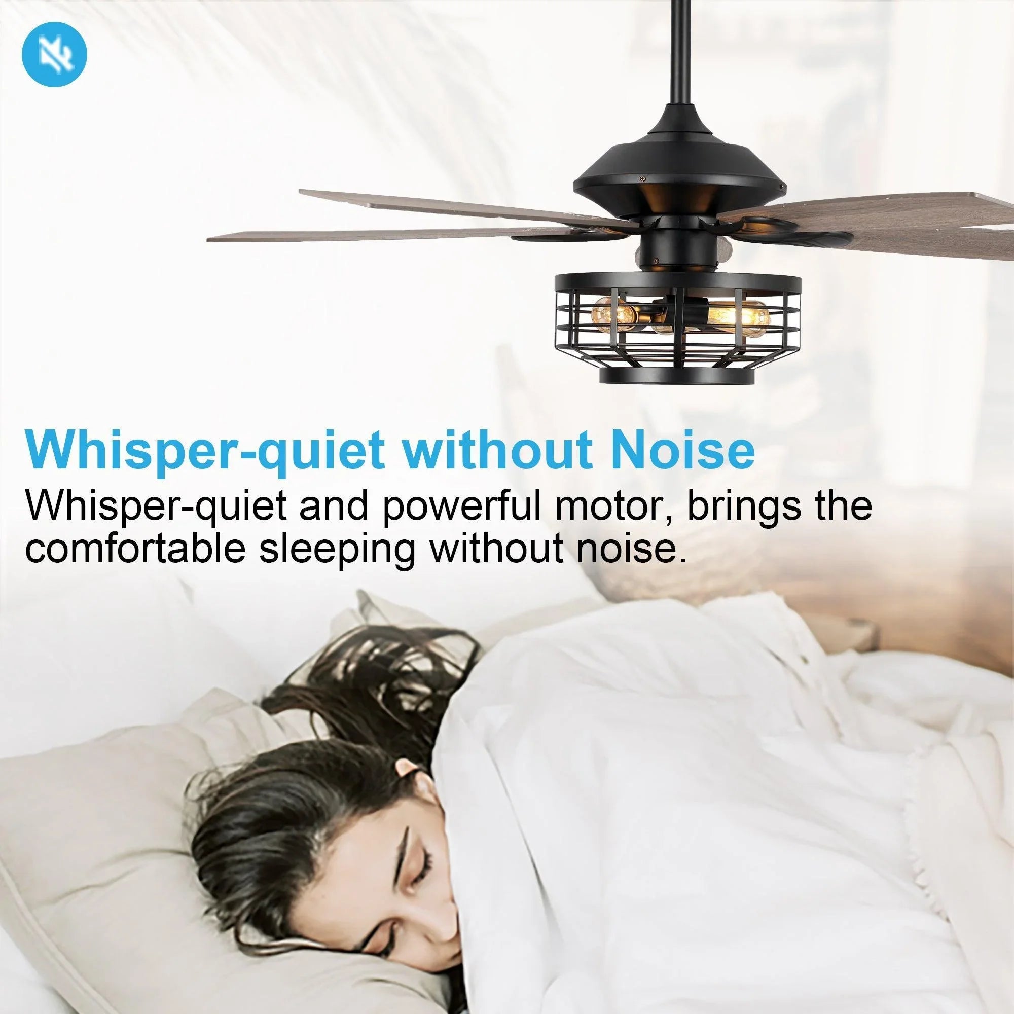 52" Paquette Industrial Downrod Mount Reversible Ceiling Fan with Lighting and Remote Control - ParrotUncle