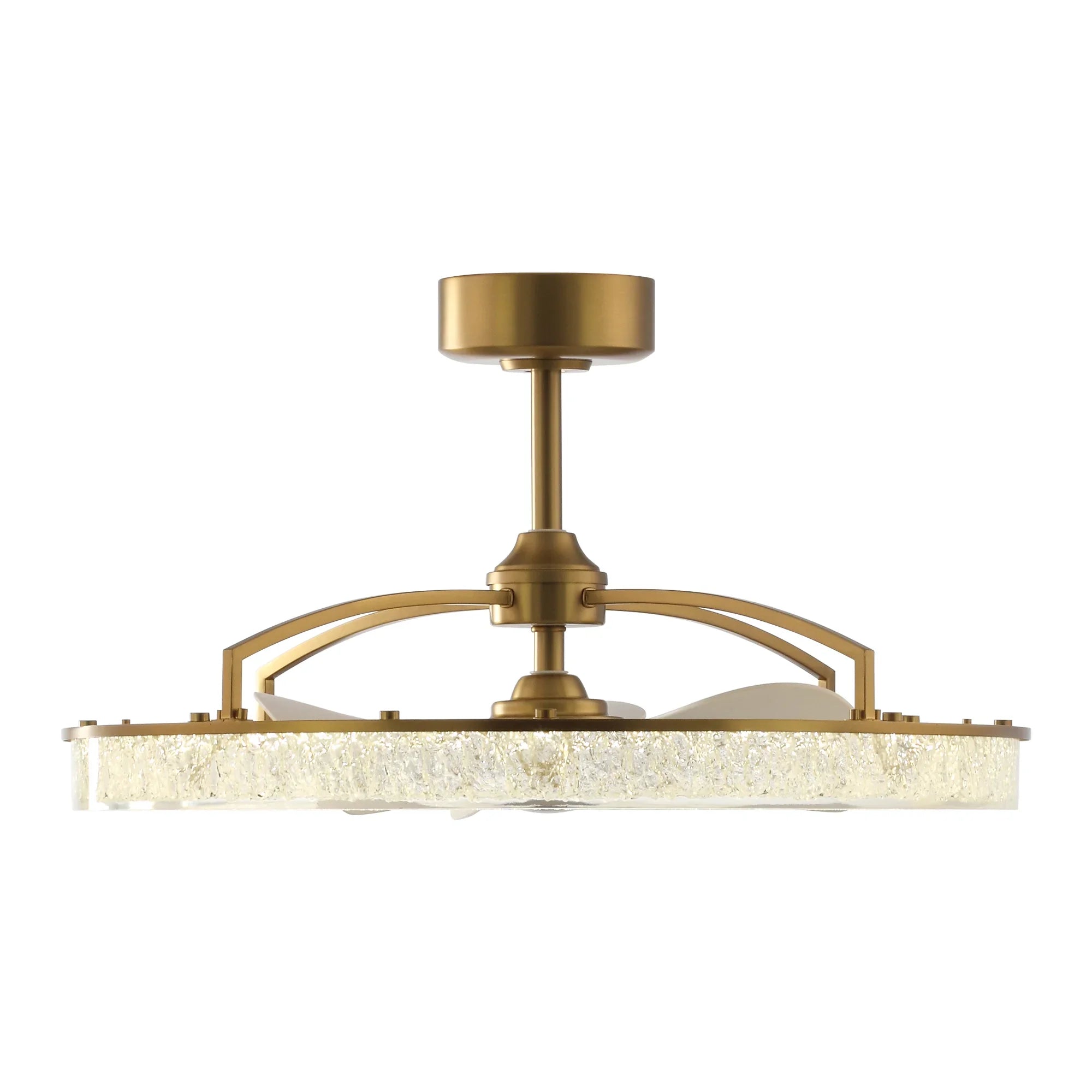 Perimost 32 Inch Andrea Electroplated Golden Luxury LED Fandelier with Remote Control
