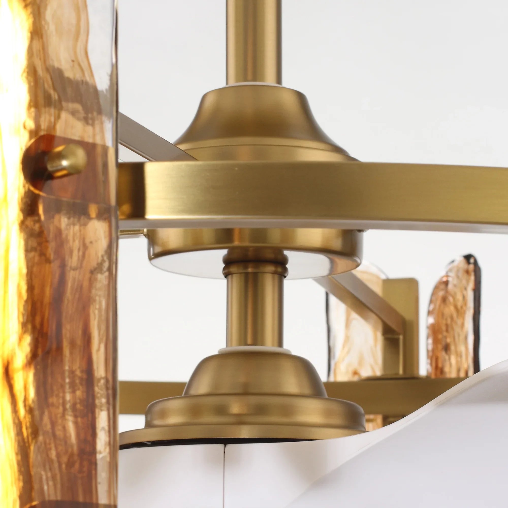 Perimost 32 Inch Astrid Electroplated Golden Luxury LED Fandelier with Remote Control