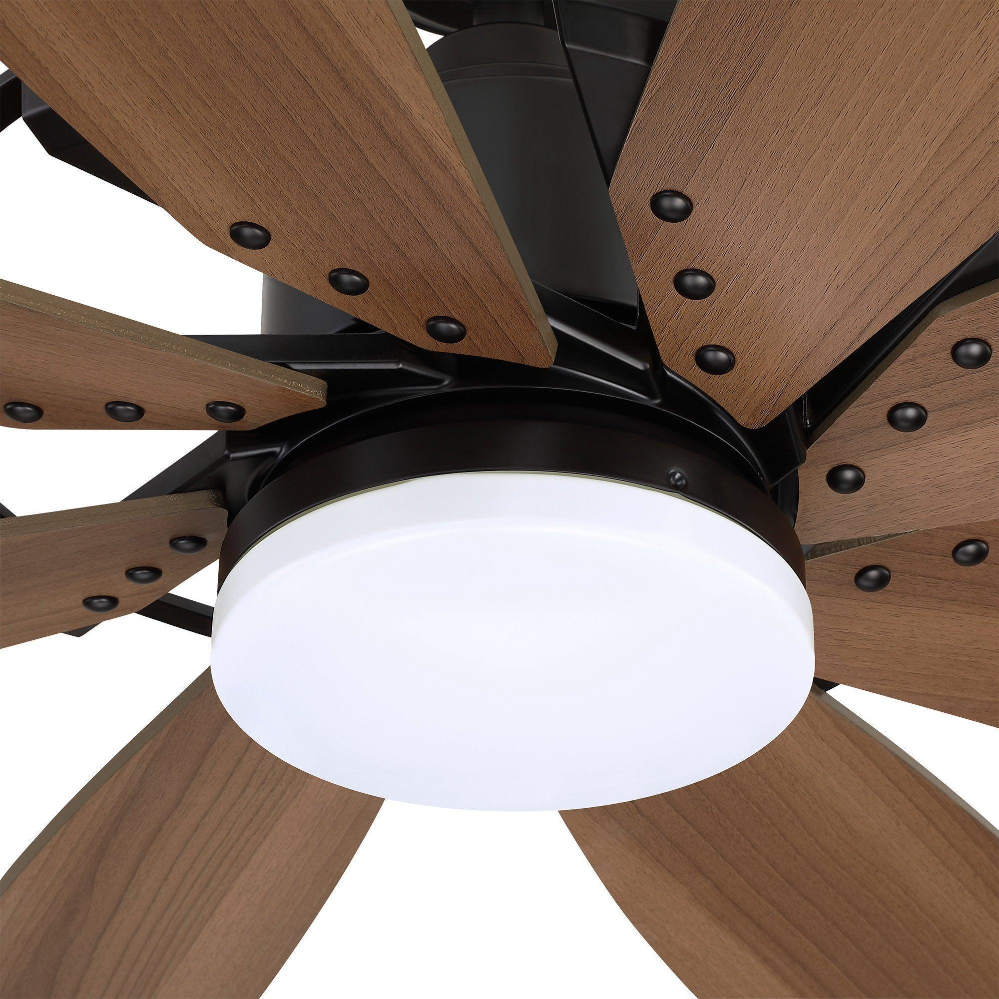 60" Antone Industrial DC Motor Downrod Mount Reversible Ceiling Fan with Lighting and Remote Control - ParrotUncle