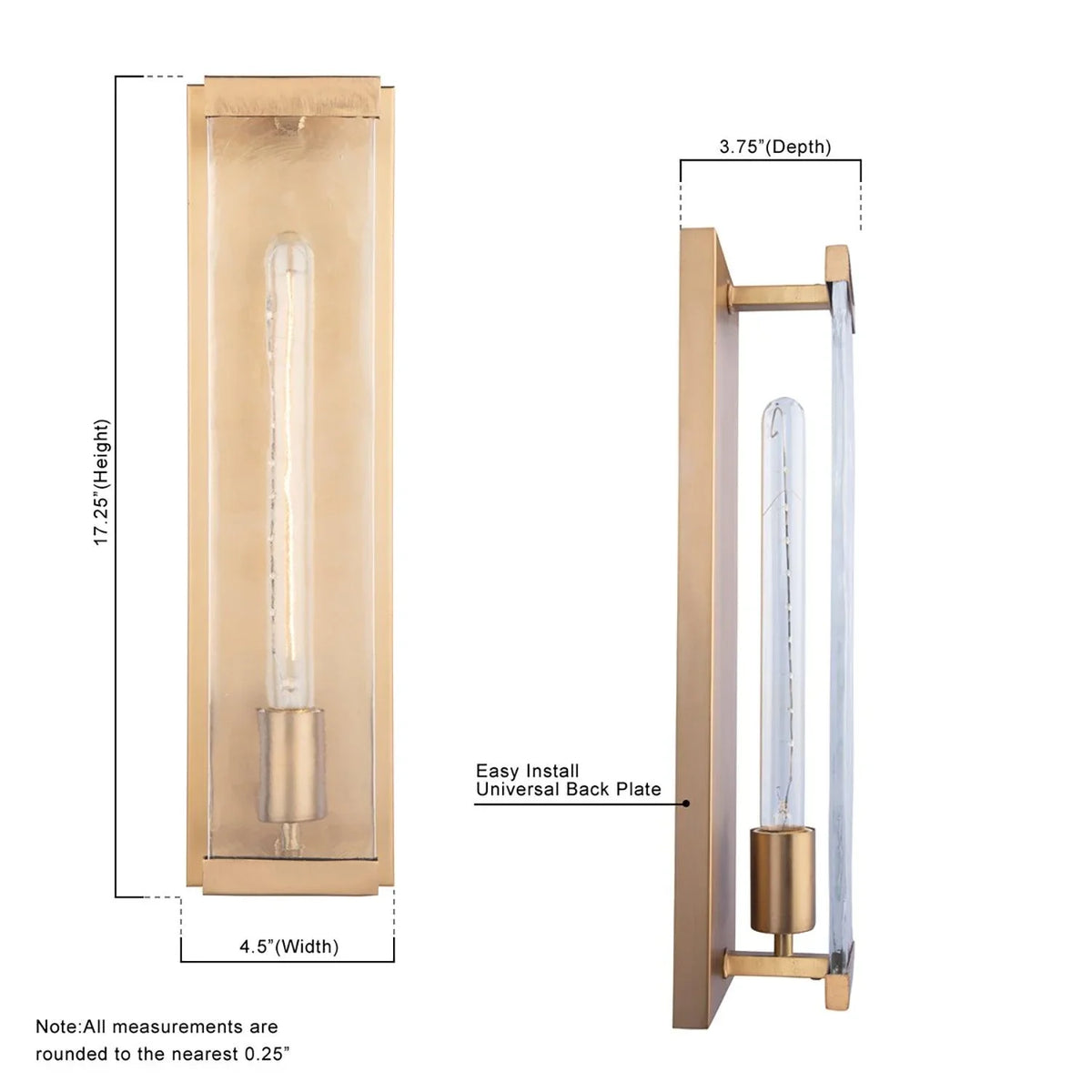 Adelman Gold Metal & Glass 1-Light Dimmable Wall Sconce