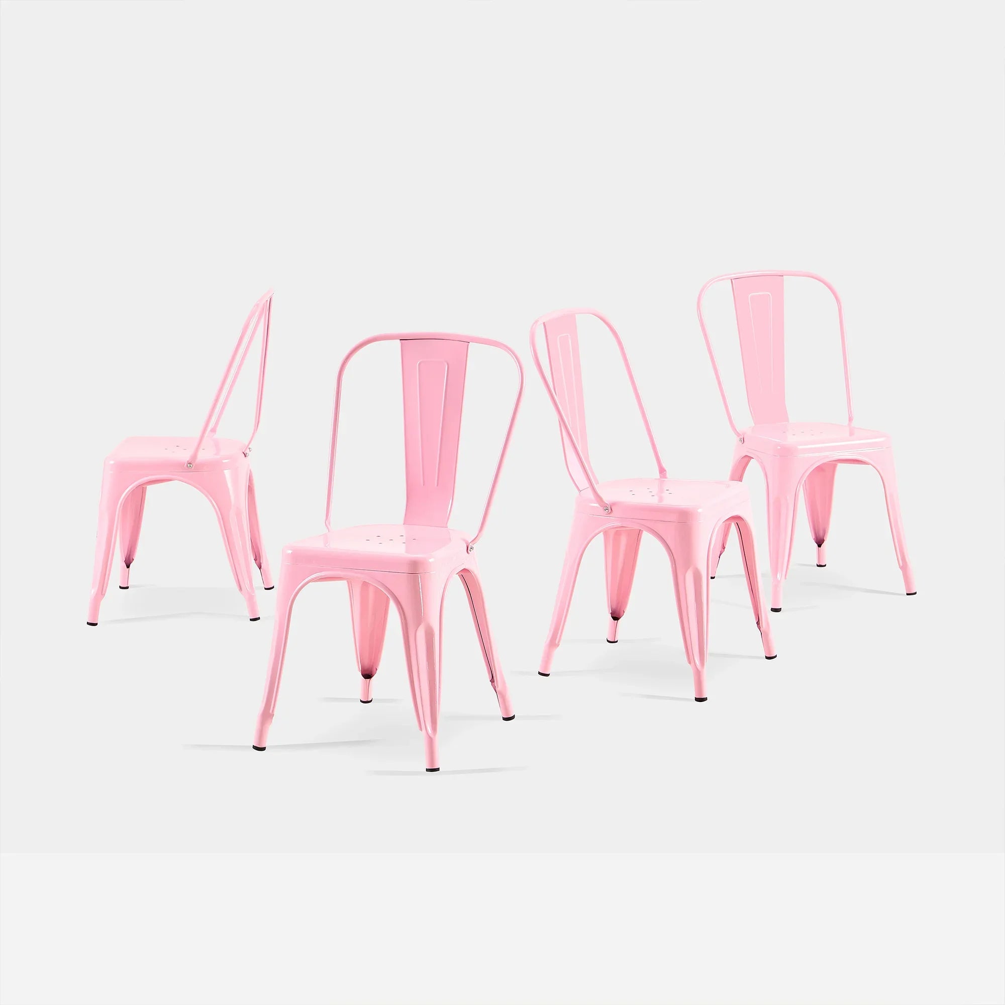 Set of 4 Industrial Metal Stackable Dining Chairs Indoor Outdoor for Kitchen, Cafe Bar