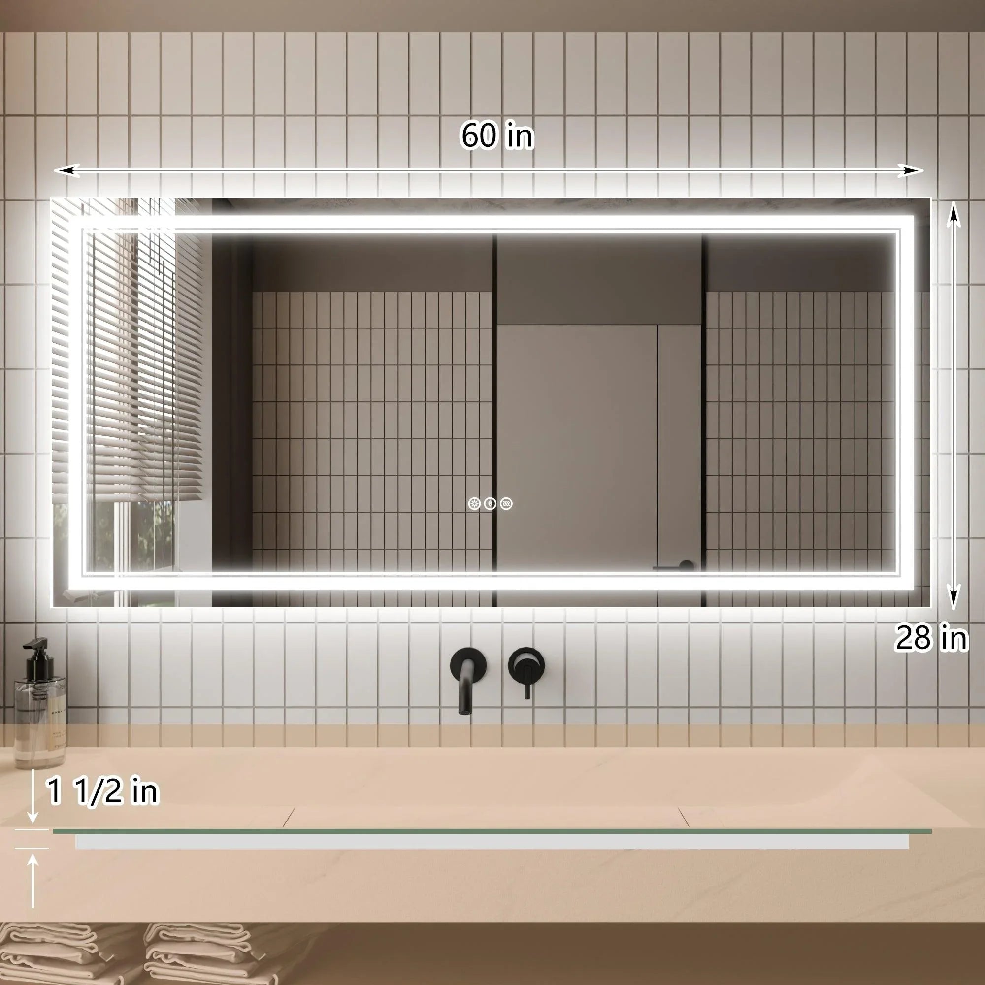 GlareGuard Anti-Fog Bathroom Dimmable Led Mirror Backlit Illuminated Mirror Touch Switch