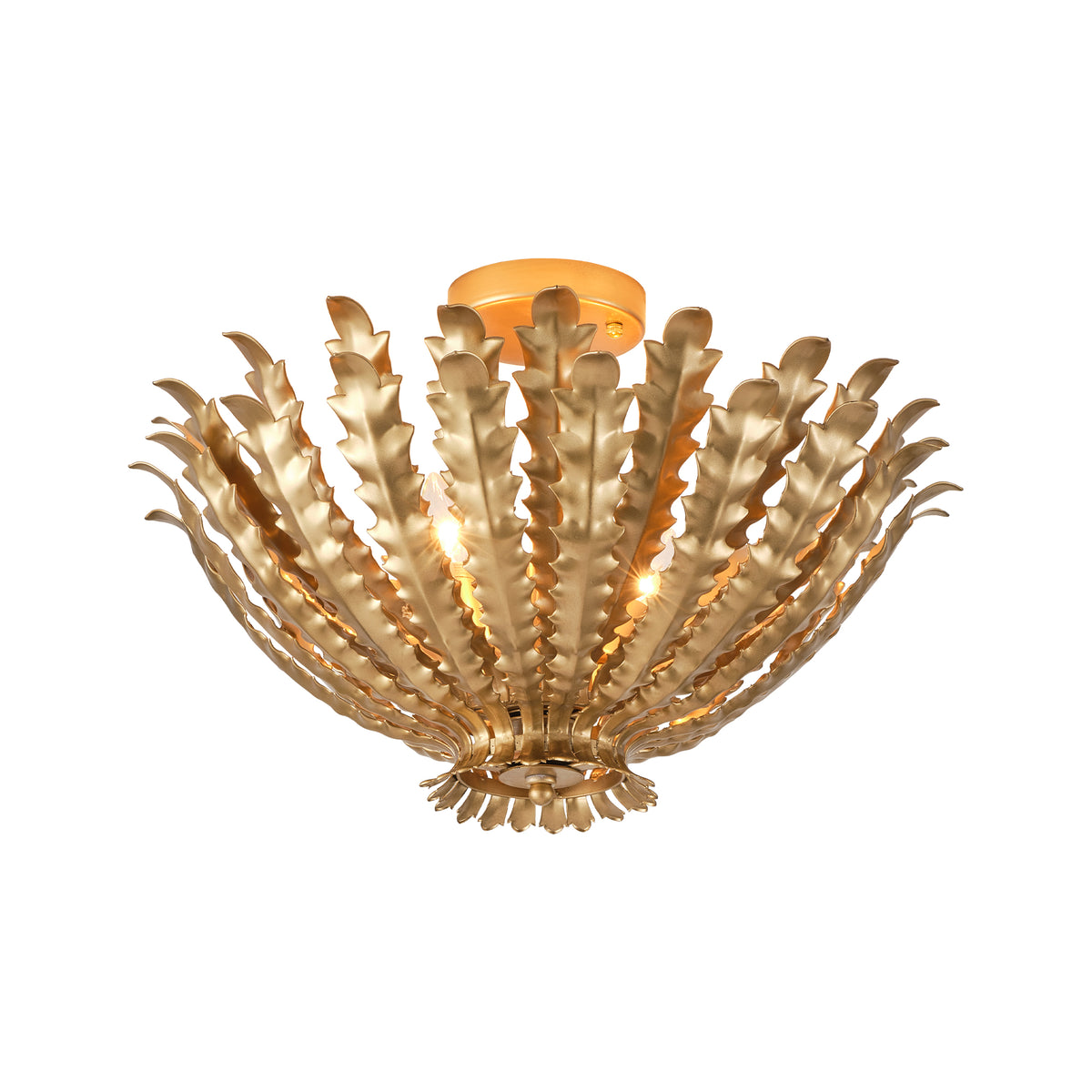 Spencer 3-Light Leaf-Inspired Semi-Flush Ceiling Light