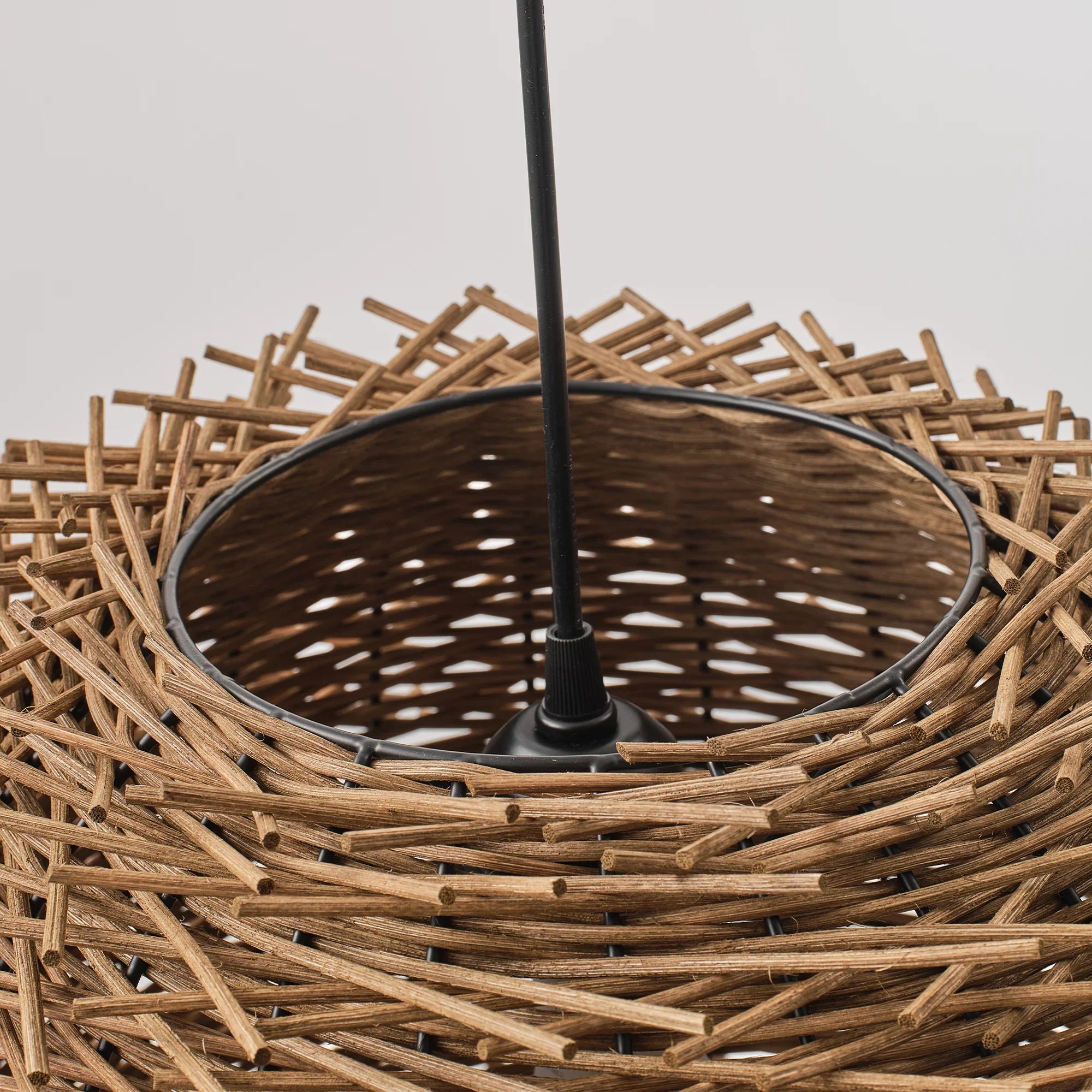 19" Stev Bohemian Handwoven Rattan Island Pendant Light