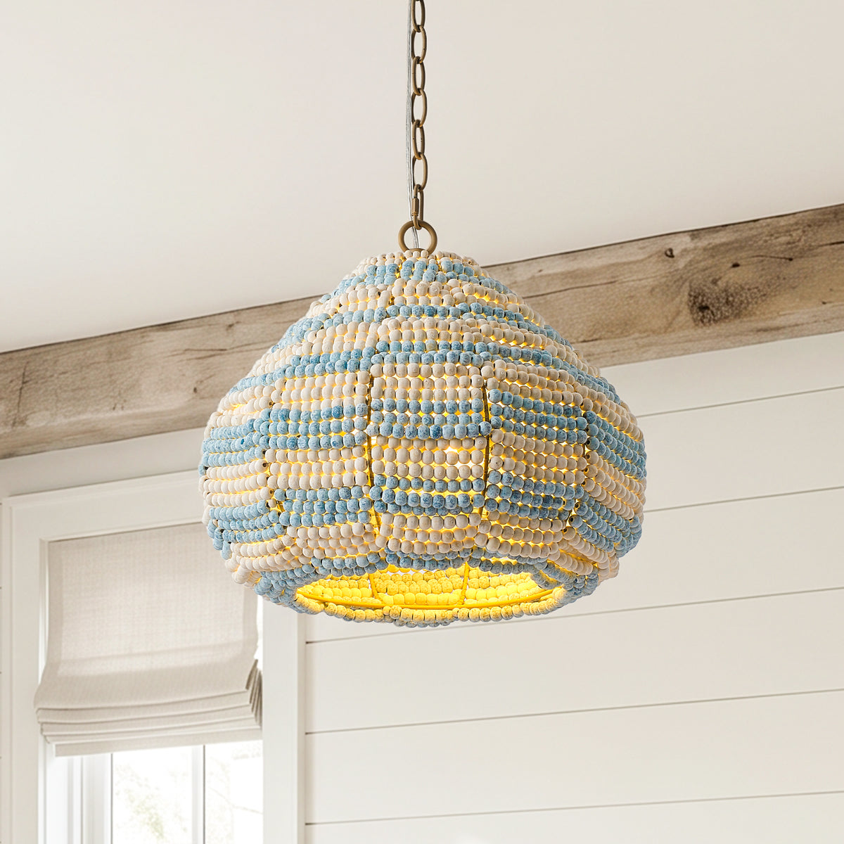 Marina 2-Light Wooden Beads Bohemian Island Pendant Light