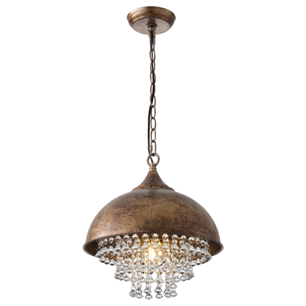 Ernest 1-Light Antique Bronze Pendant Light with Gold Highlights