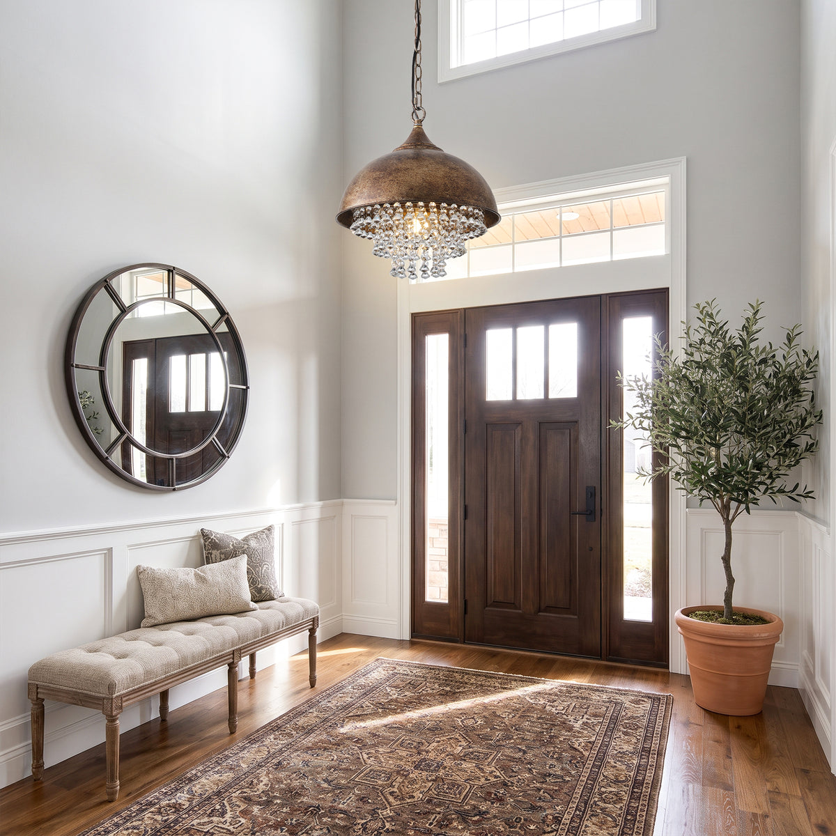 Ernest 1-Light Antique Bronze Pendant Light with Gold Highlights