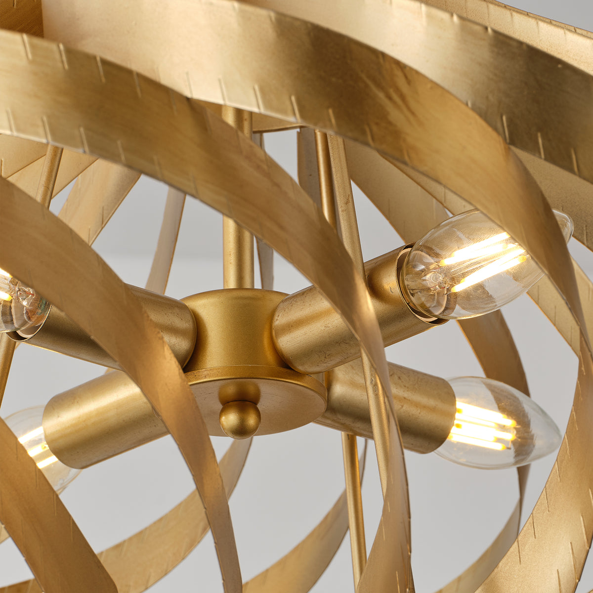 Luther 4-Light Brushed Gold Chandelier with Sculptural Iron Shade