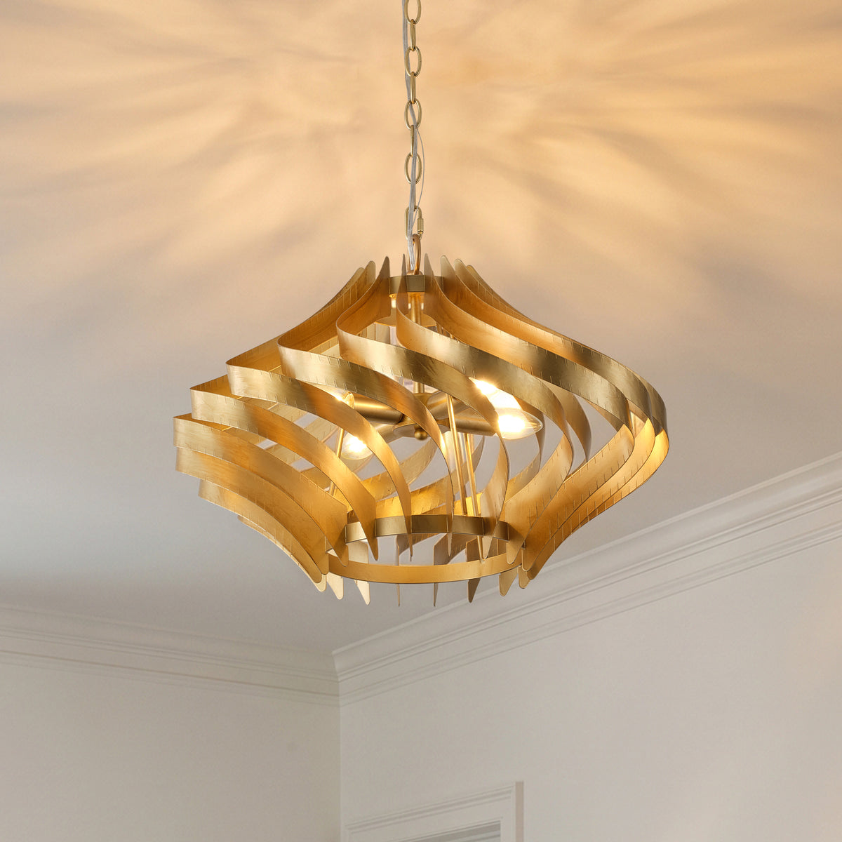 Luther 4-Light Brushed Gold Chandelier with Sculptural Iron Shade
