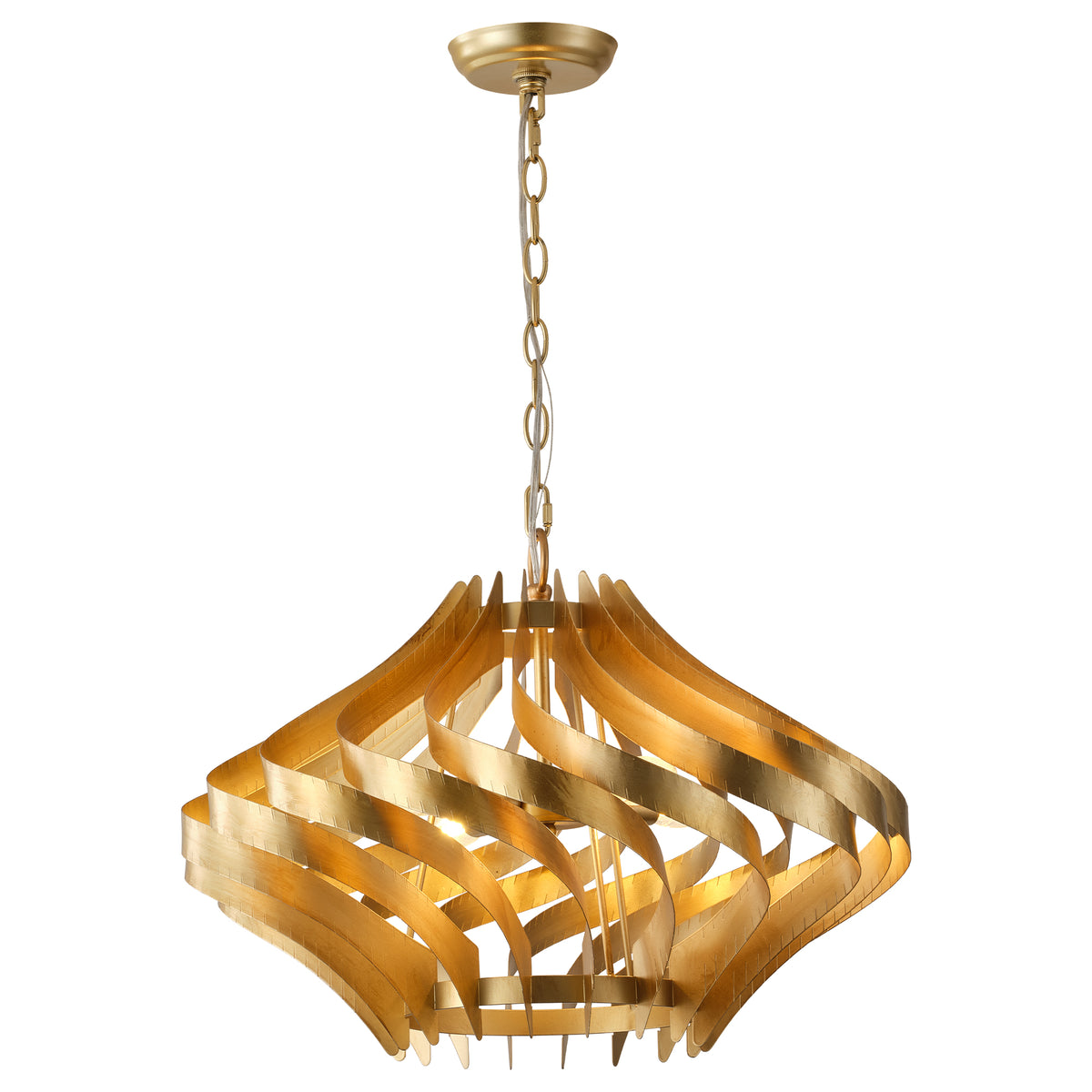 Luther 4-Light Brushed Gold Chandelier with Sculptural Iron Shade